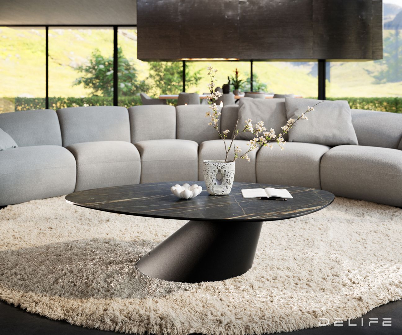 Klub mizica Edge 140x76cm, Material: keramika Noir Desir