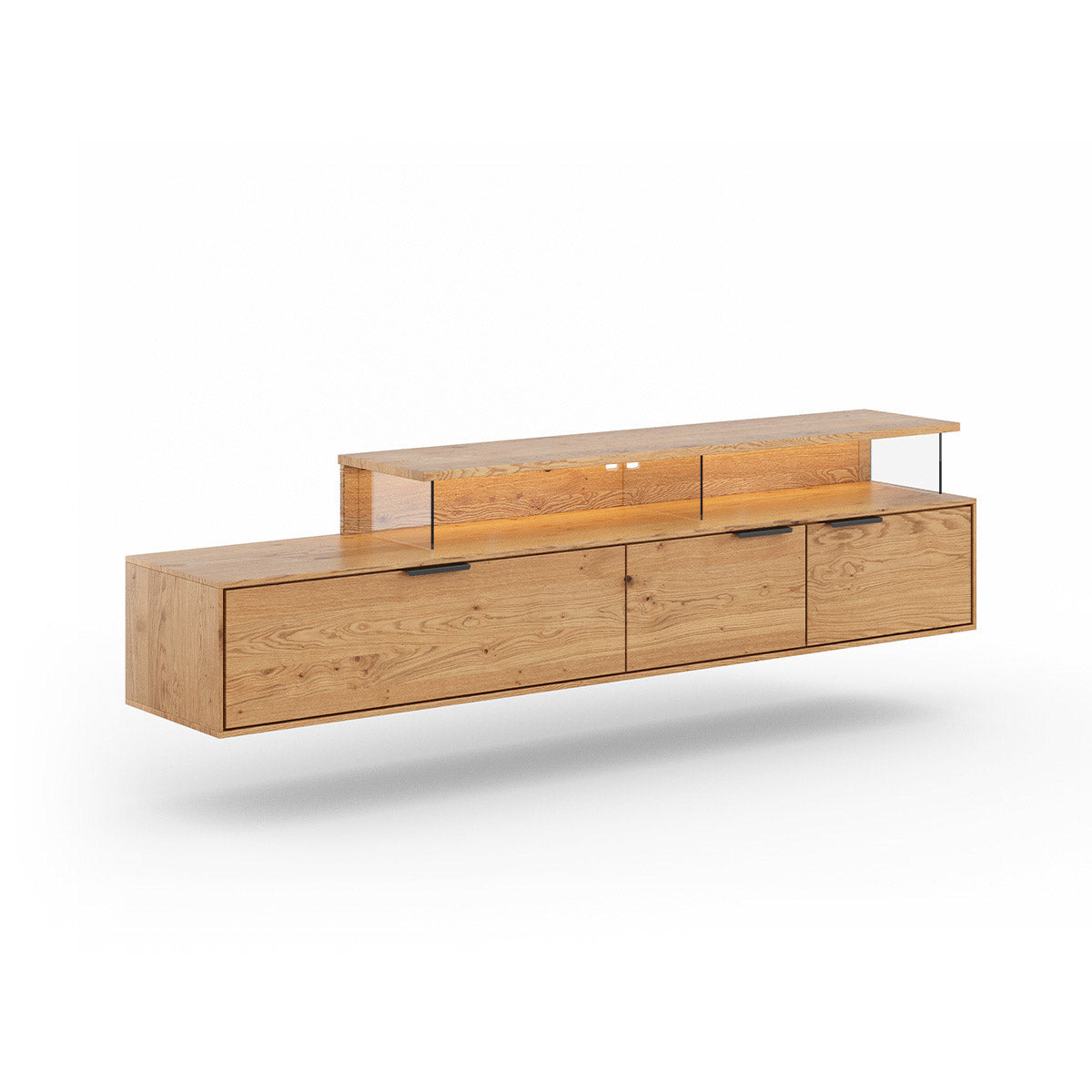 Viseča TV komoda Tirano 200x39 cm, material: masiven hrastov les