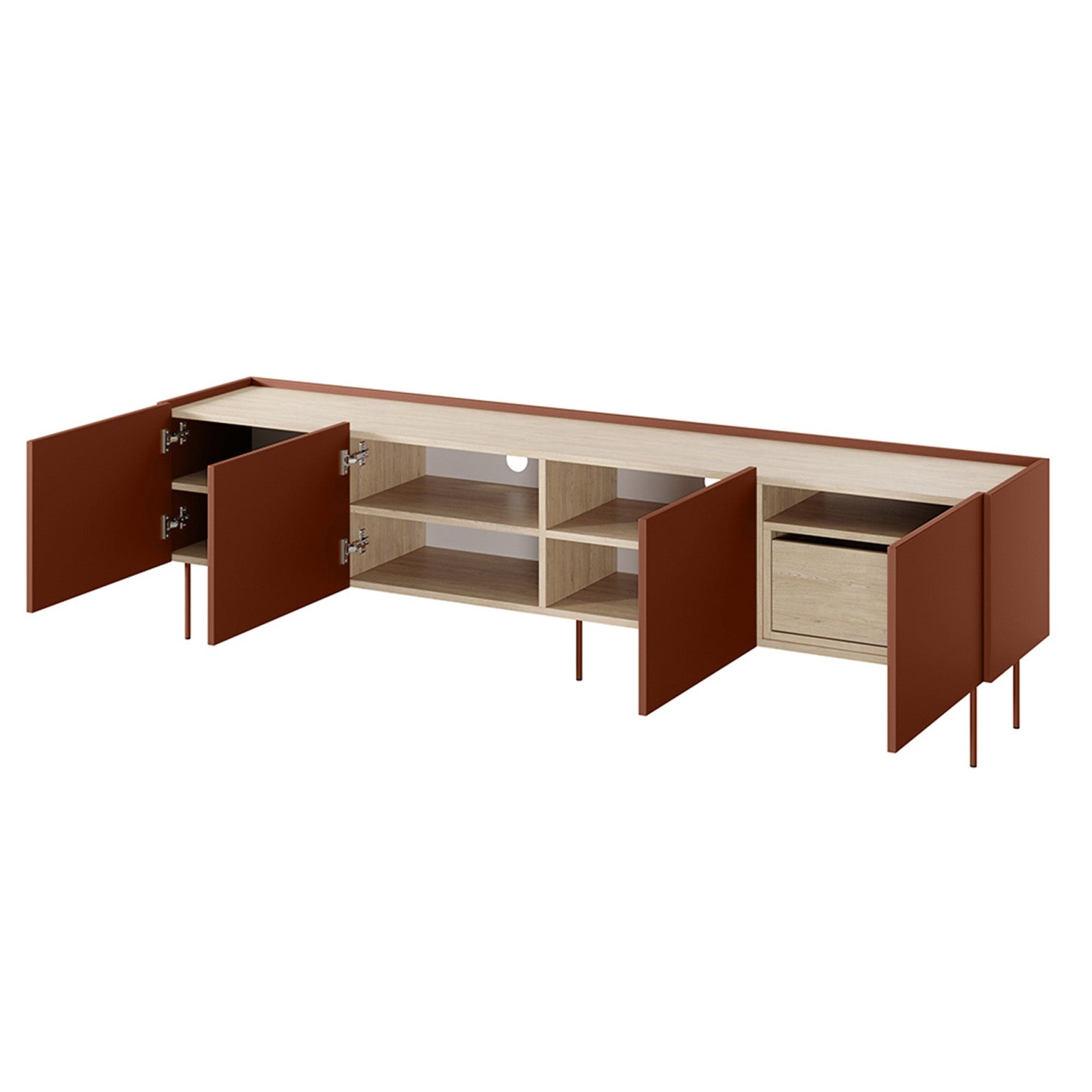 Dizajnerska komoda 220 cm, 4 vrata in 1 predal, Material: MDF