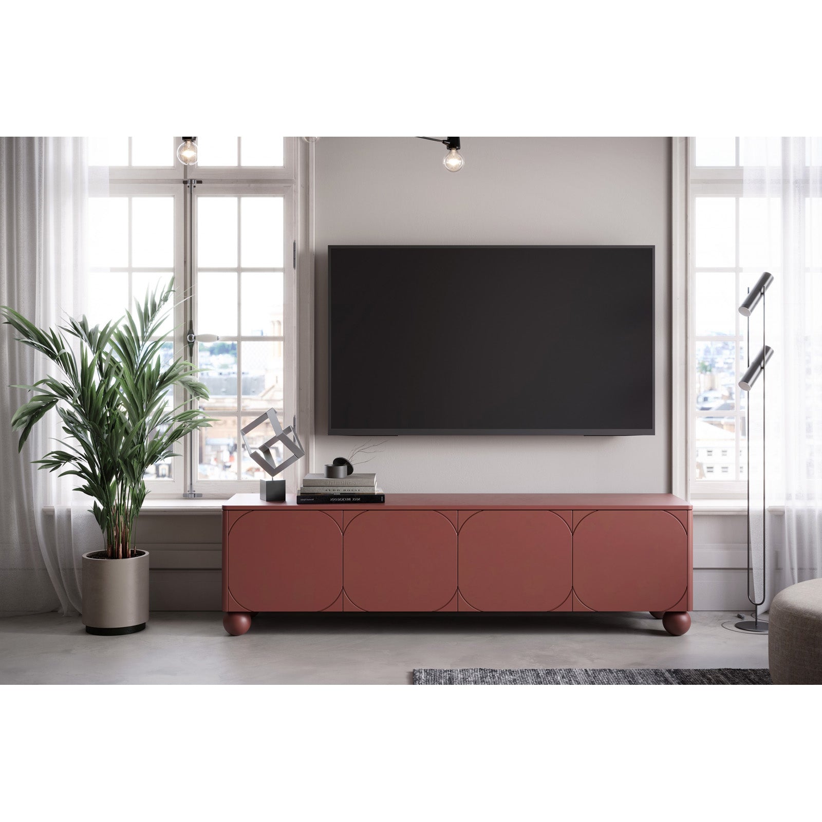Sonatia komoda 200 cm, 4 vrata in 1 predal, Material: MDF