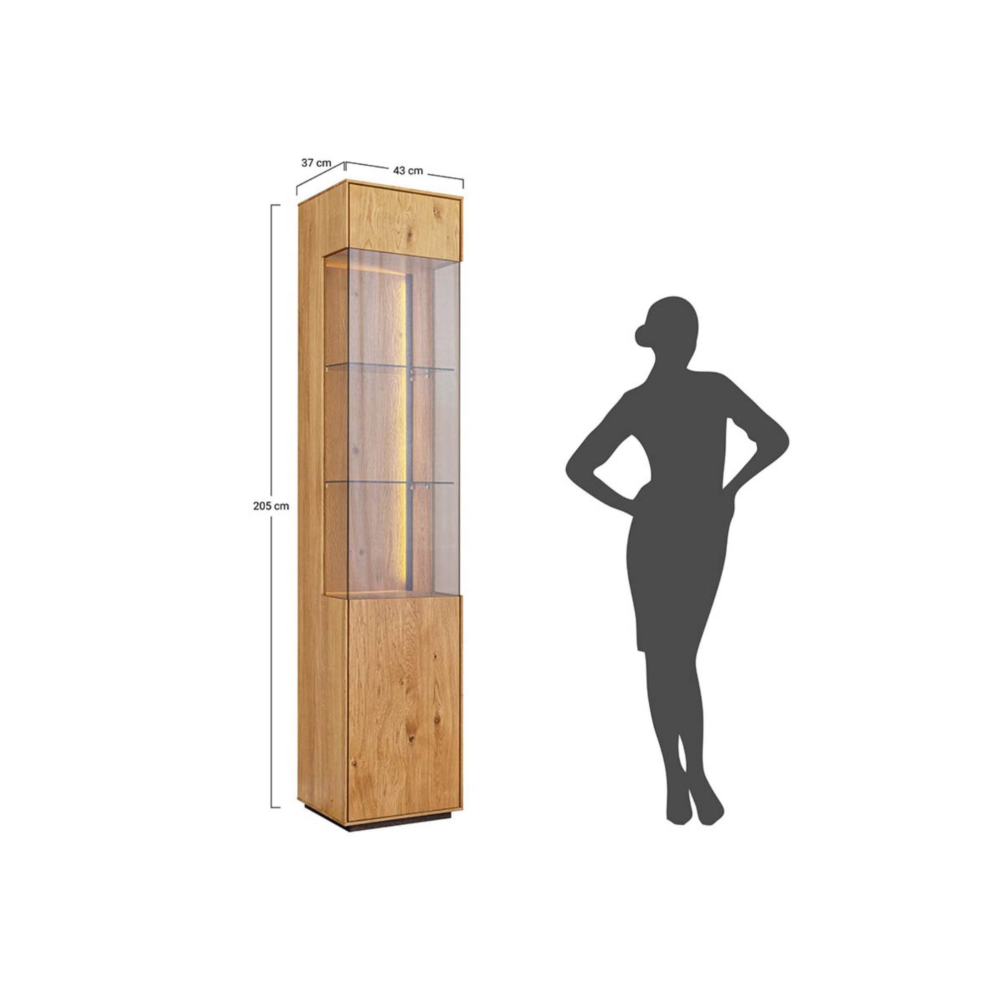 Vitrina Collodi 43x205 cm, Material: Masivno hrastovo les