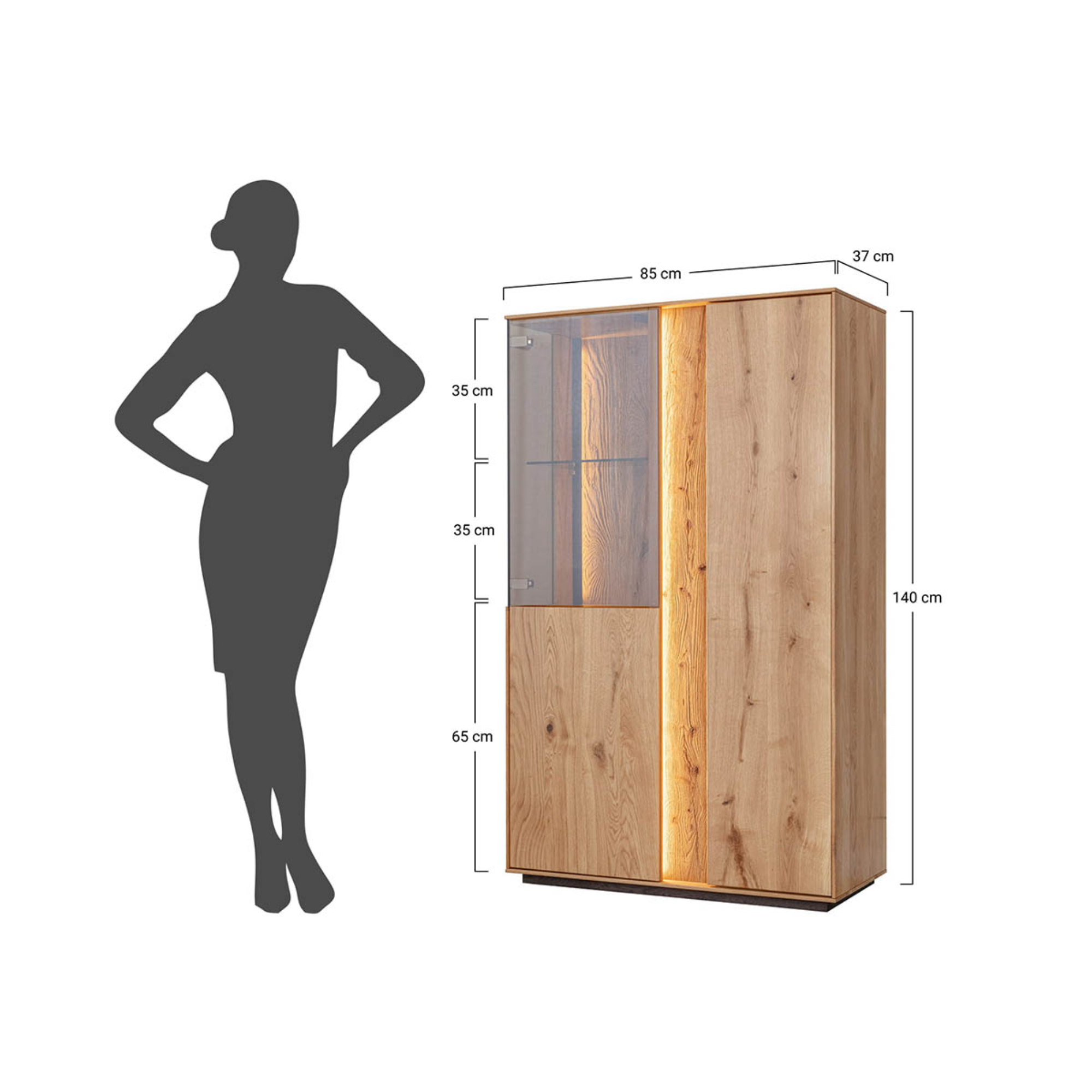 Vitrina Collodi 85x140 cm, Material: Masivno hrastovo les