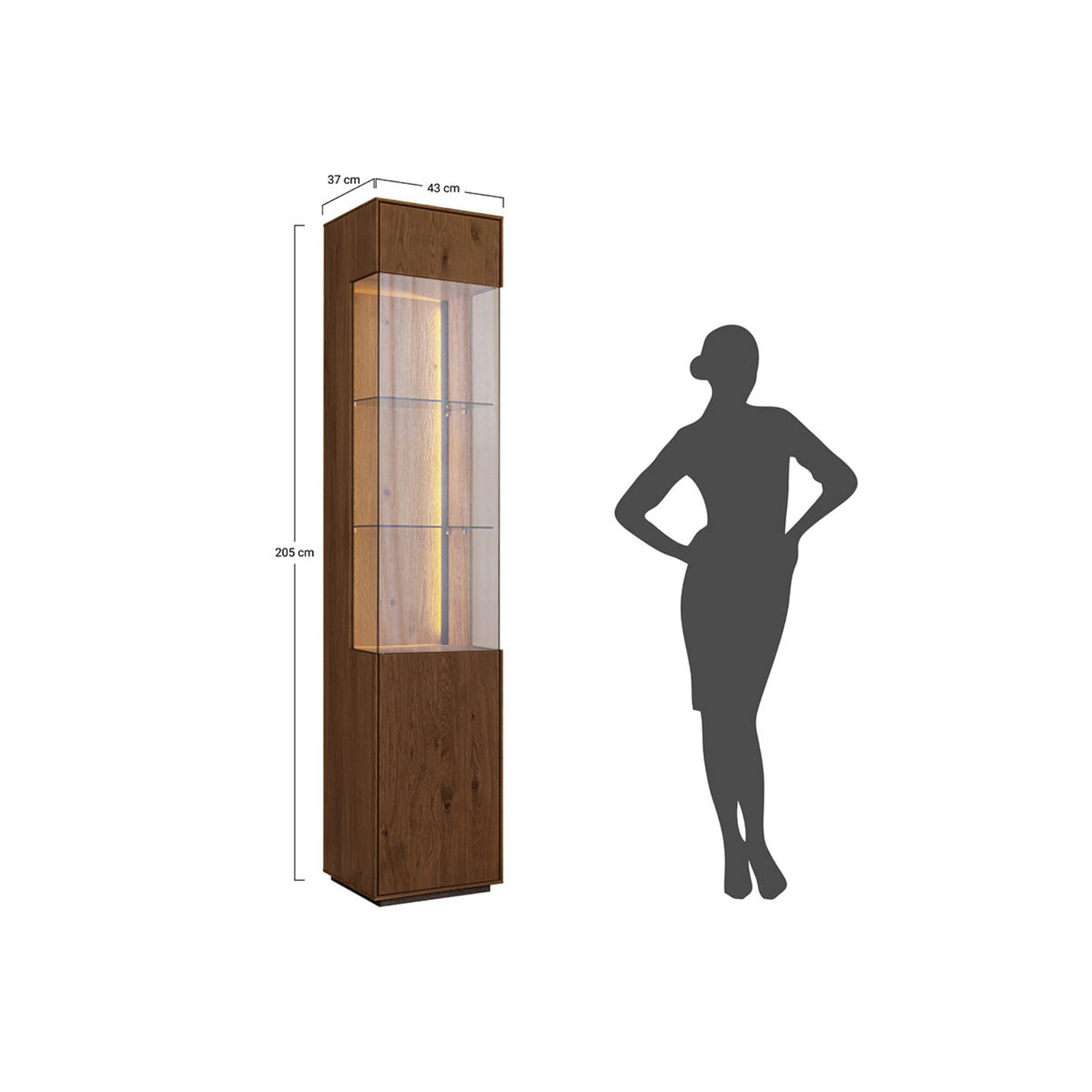 Vitrina Collodi 43x205 cm, Material: Masivno hrastovo les