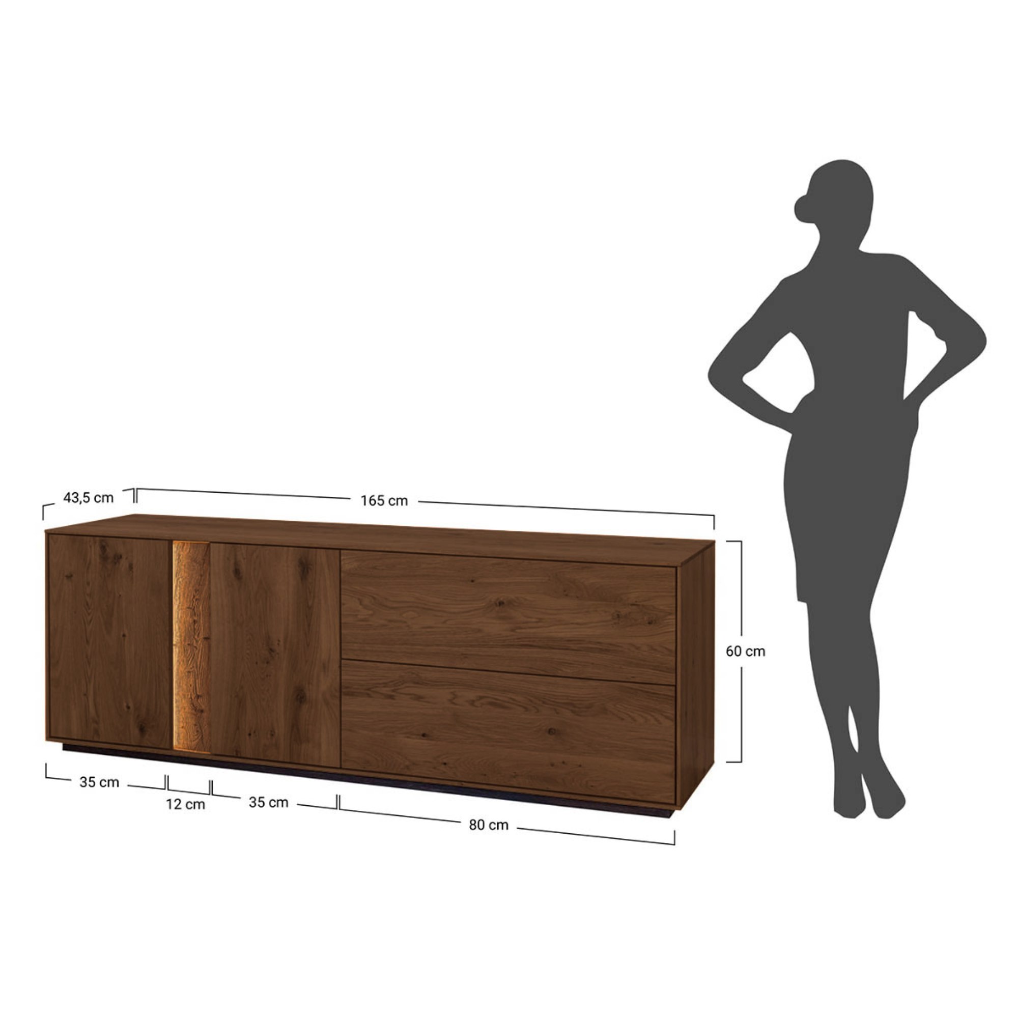 TV komoda Collodi, material: masivni hrast