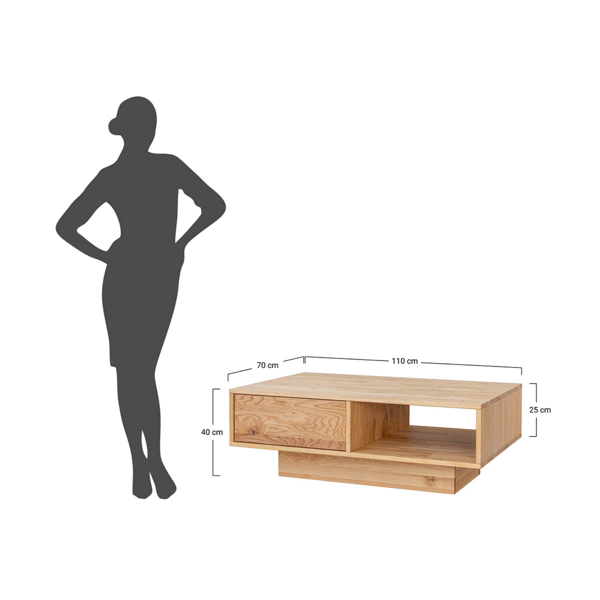 Klubska mizica Collodi 110x70 cm, Material: Masivno Hrastovo Les