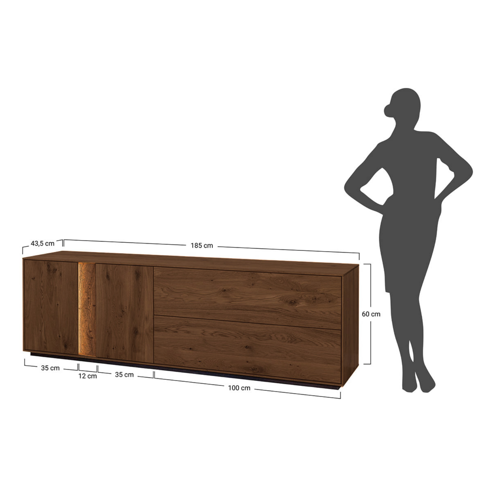 TV komoda Collodi, material: masivni hrast