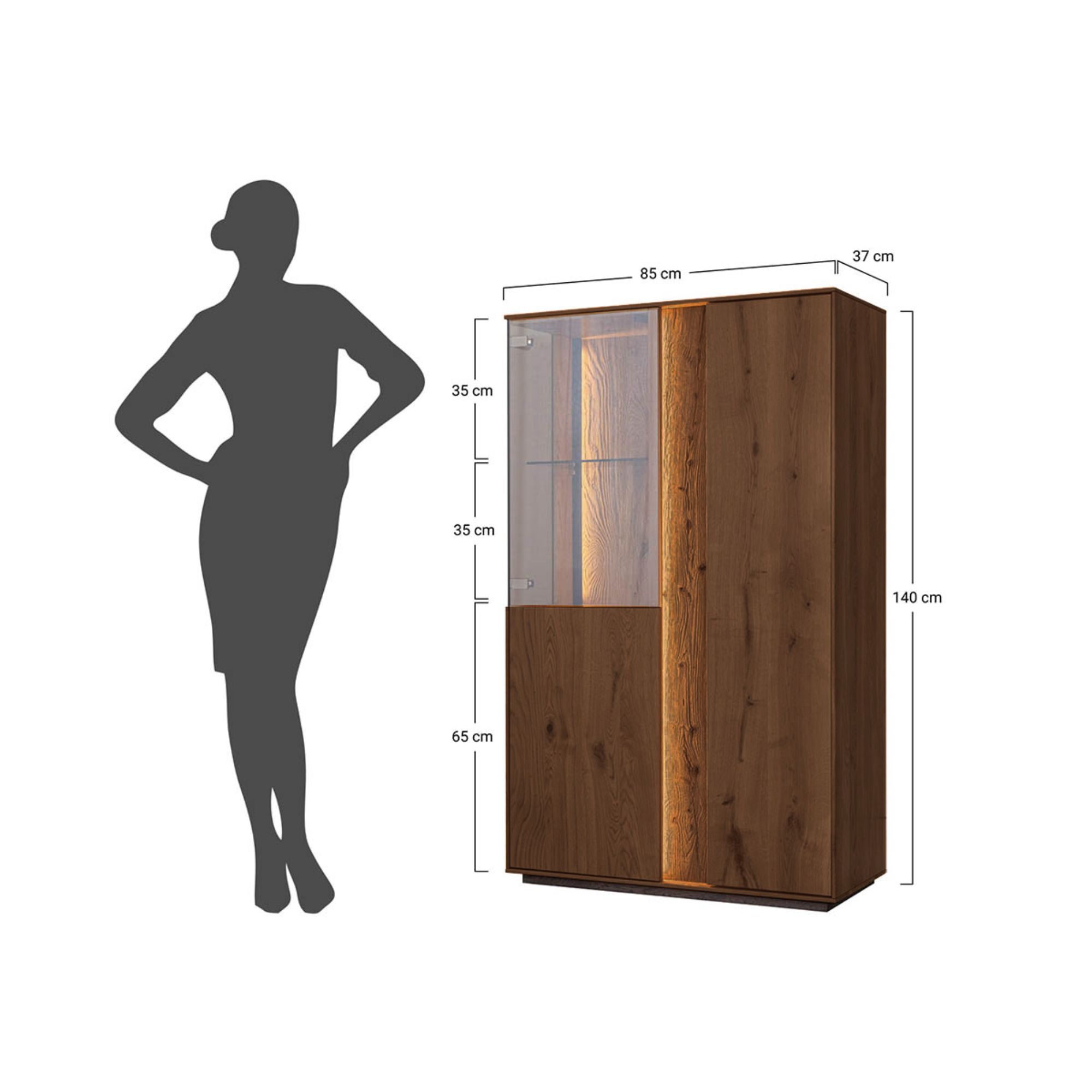 Vitrina Collodi 85x140 cm, Material: Masivno hrastovo les