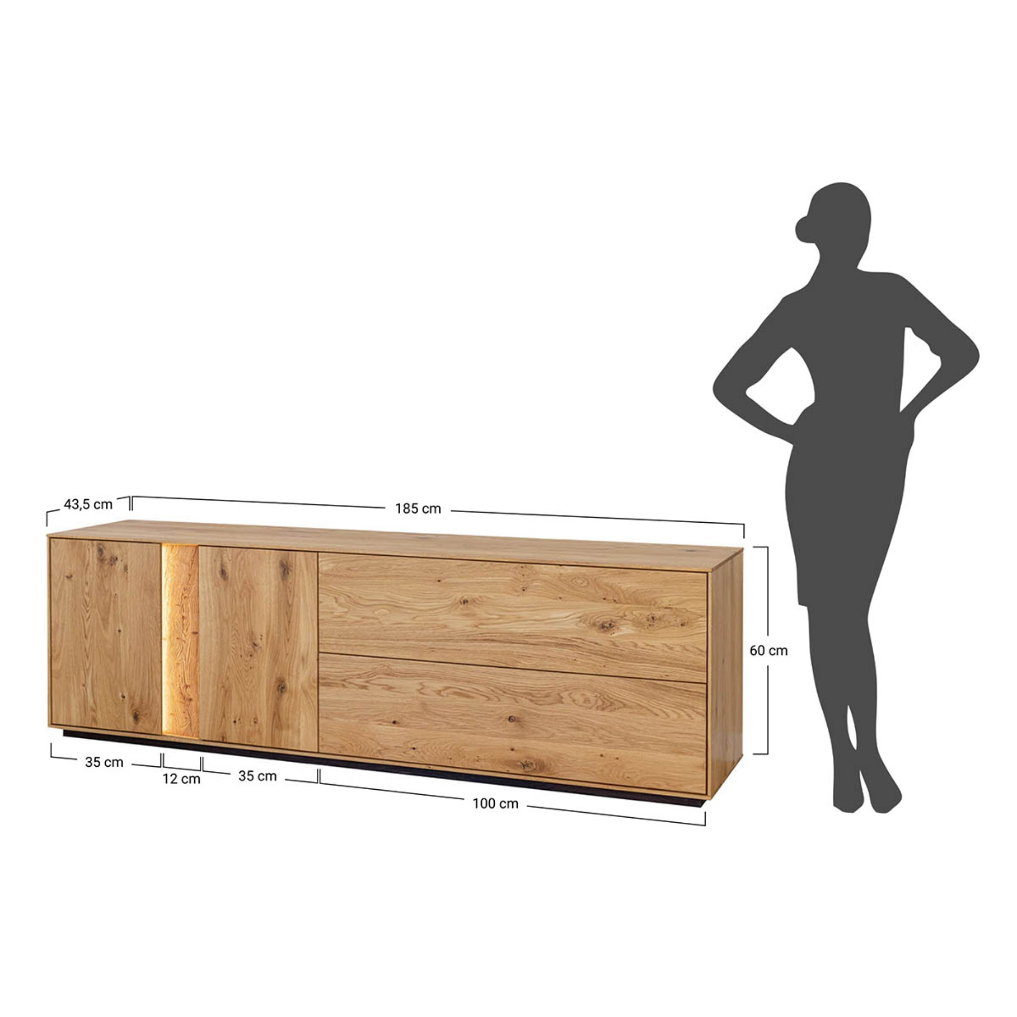 TV komoda Collodi, material: masivni hrast