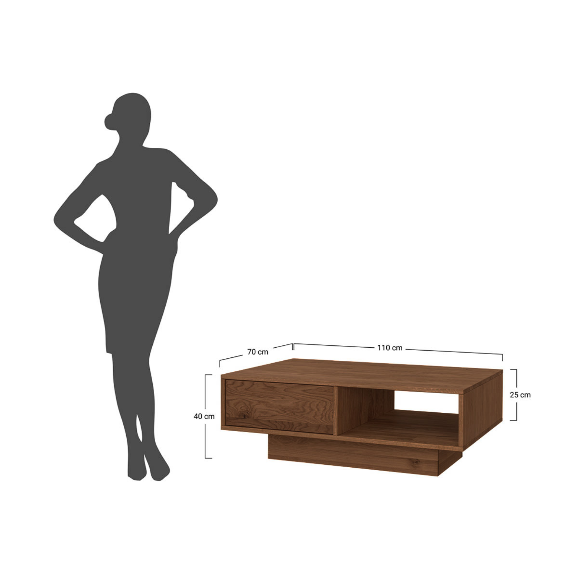 Klubska mizica Collodi 110x70 cm, Material: Masivno Hrastovo Les