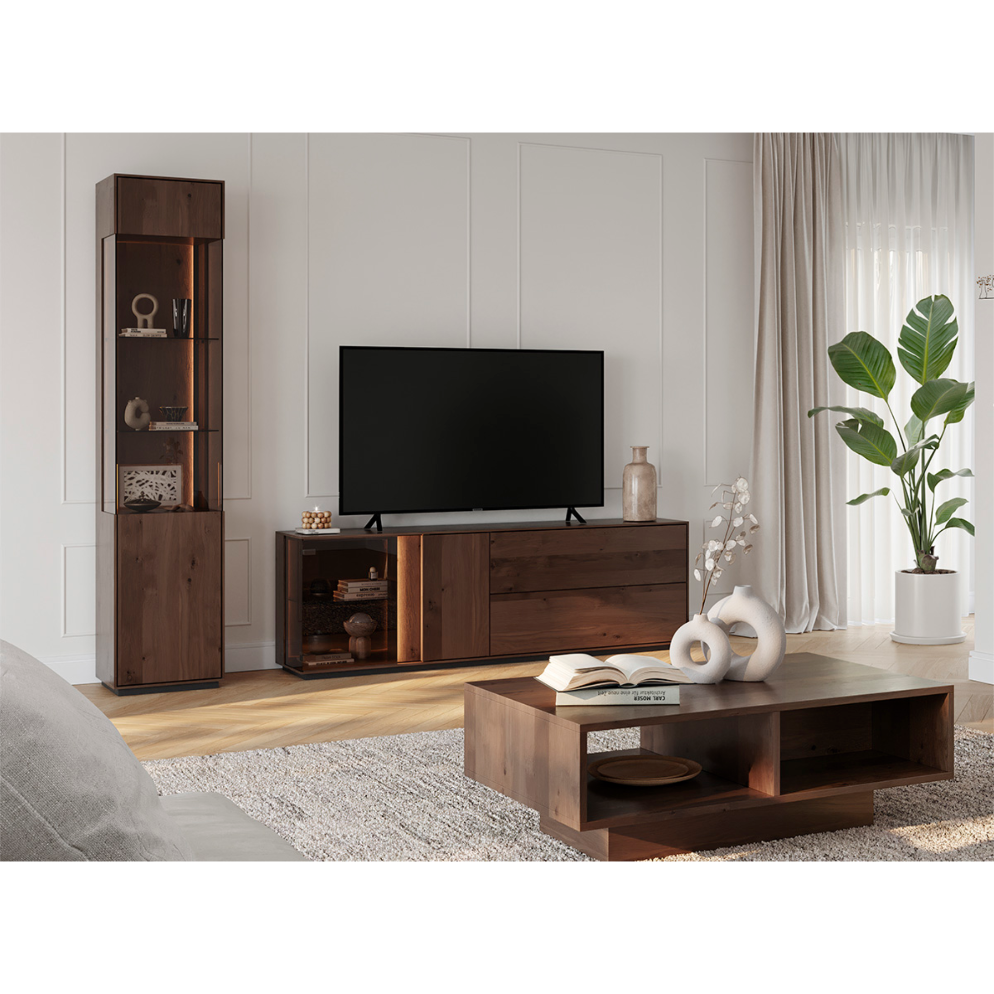 Vitrina Collodi 43x205 cm, Material: Masivno hrastovo les