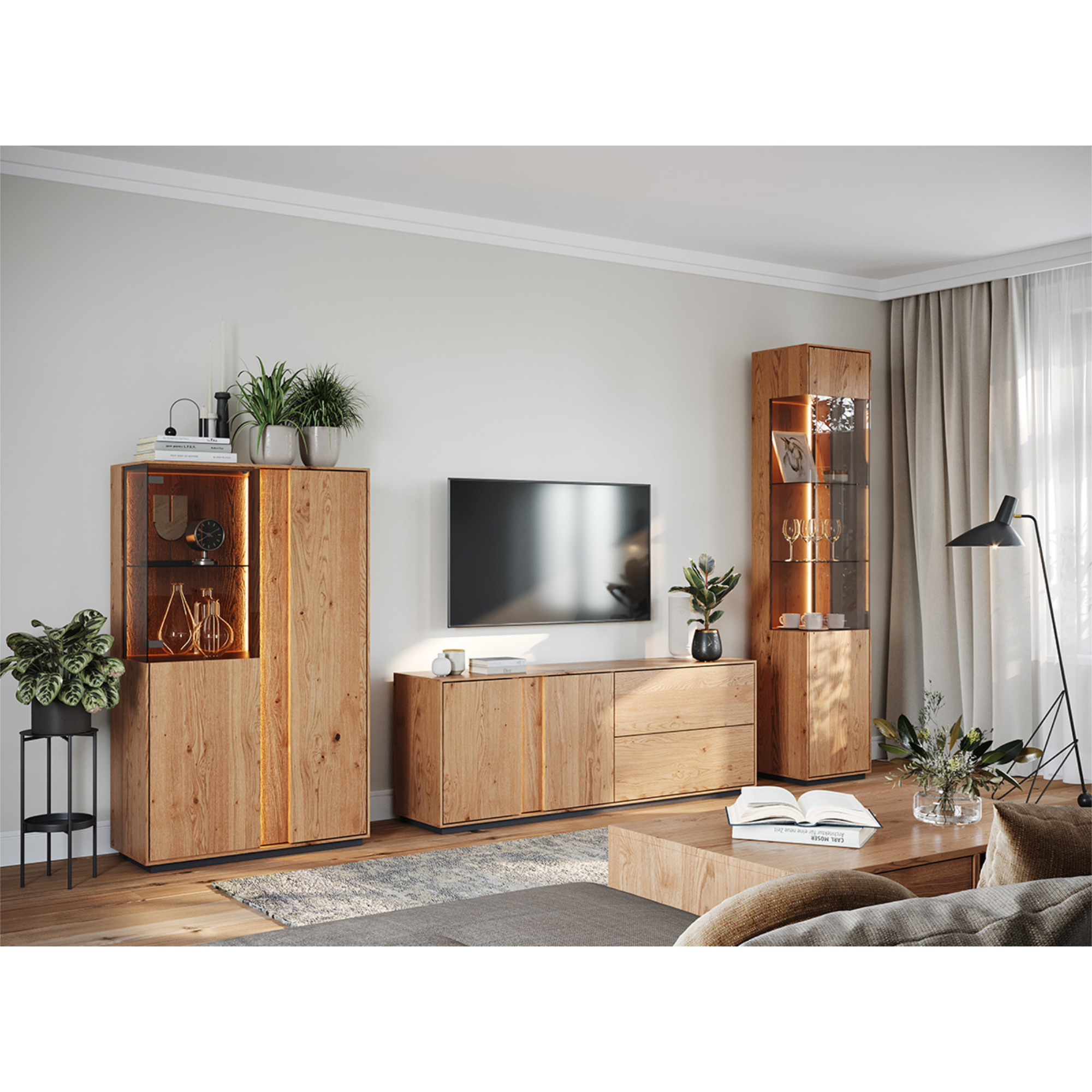 TV komoda Collodi, material: masivni hrast