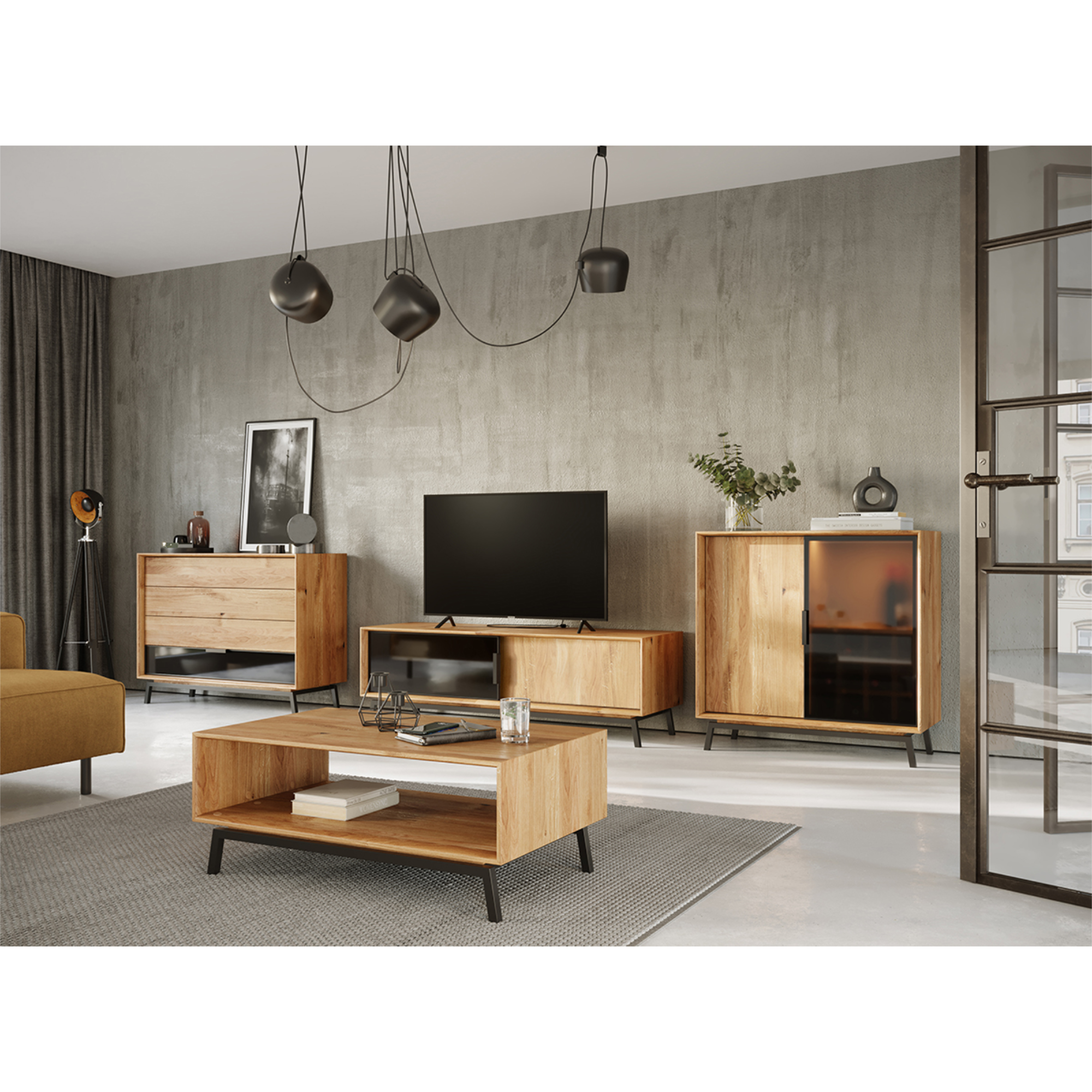 Klubska mizica Modern Loft 100,50x60 cm, Material: Masivni hrast