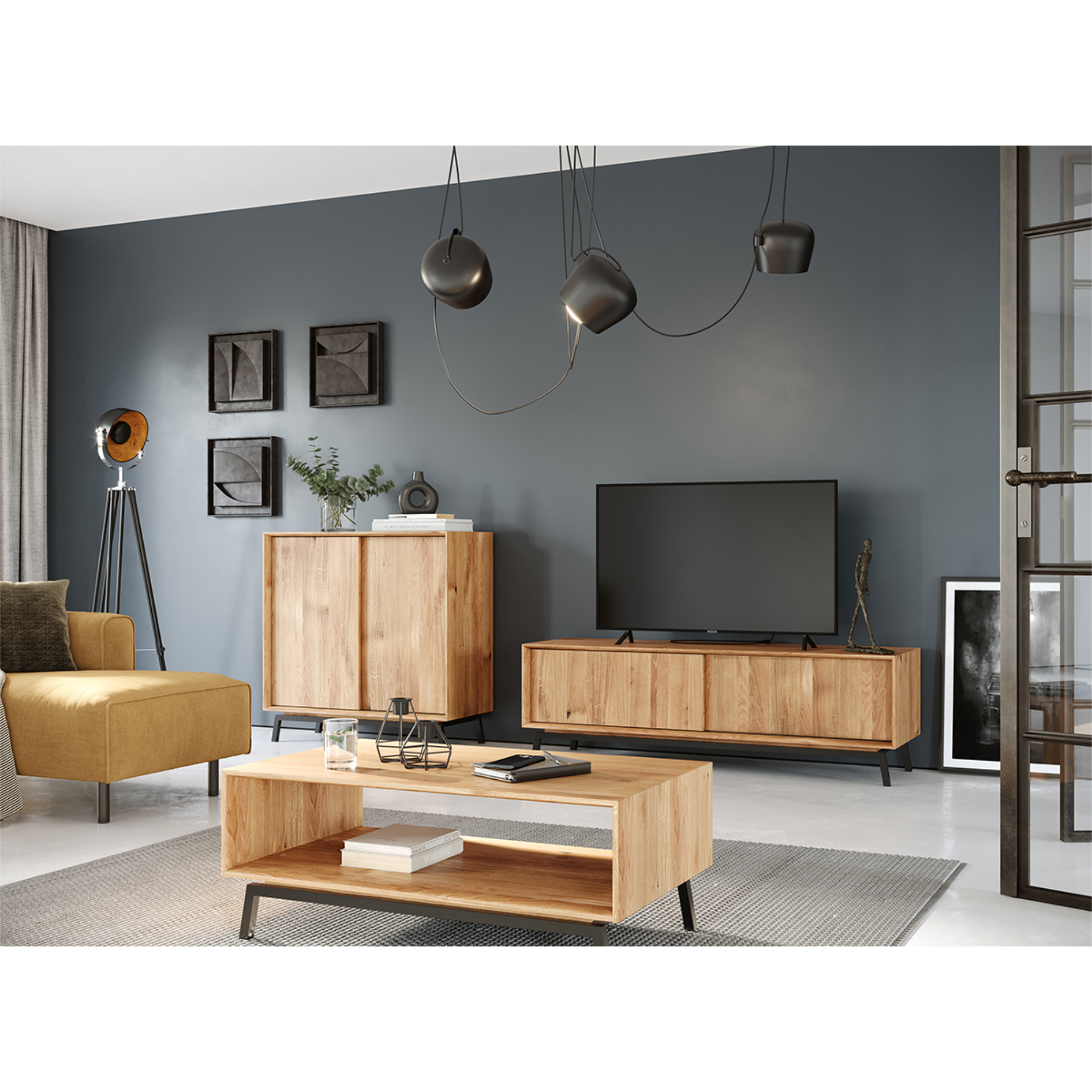 Komoda Modern Loft 101x45 cm, Material: Masivni hrast