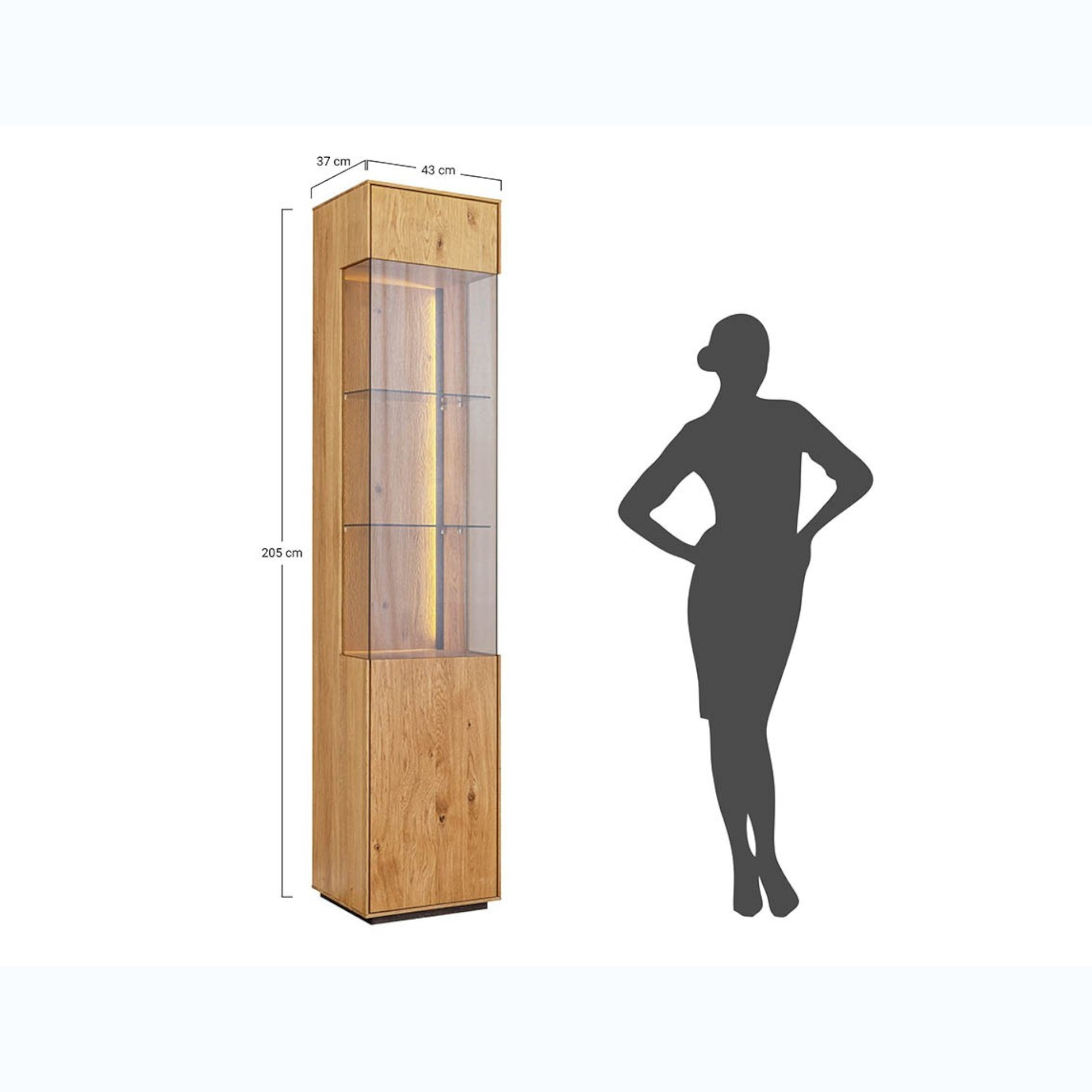 Vitrina Collodi 43x205 cm, Material: Masivno hrastovo les