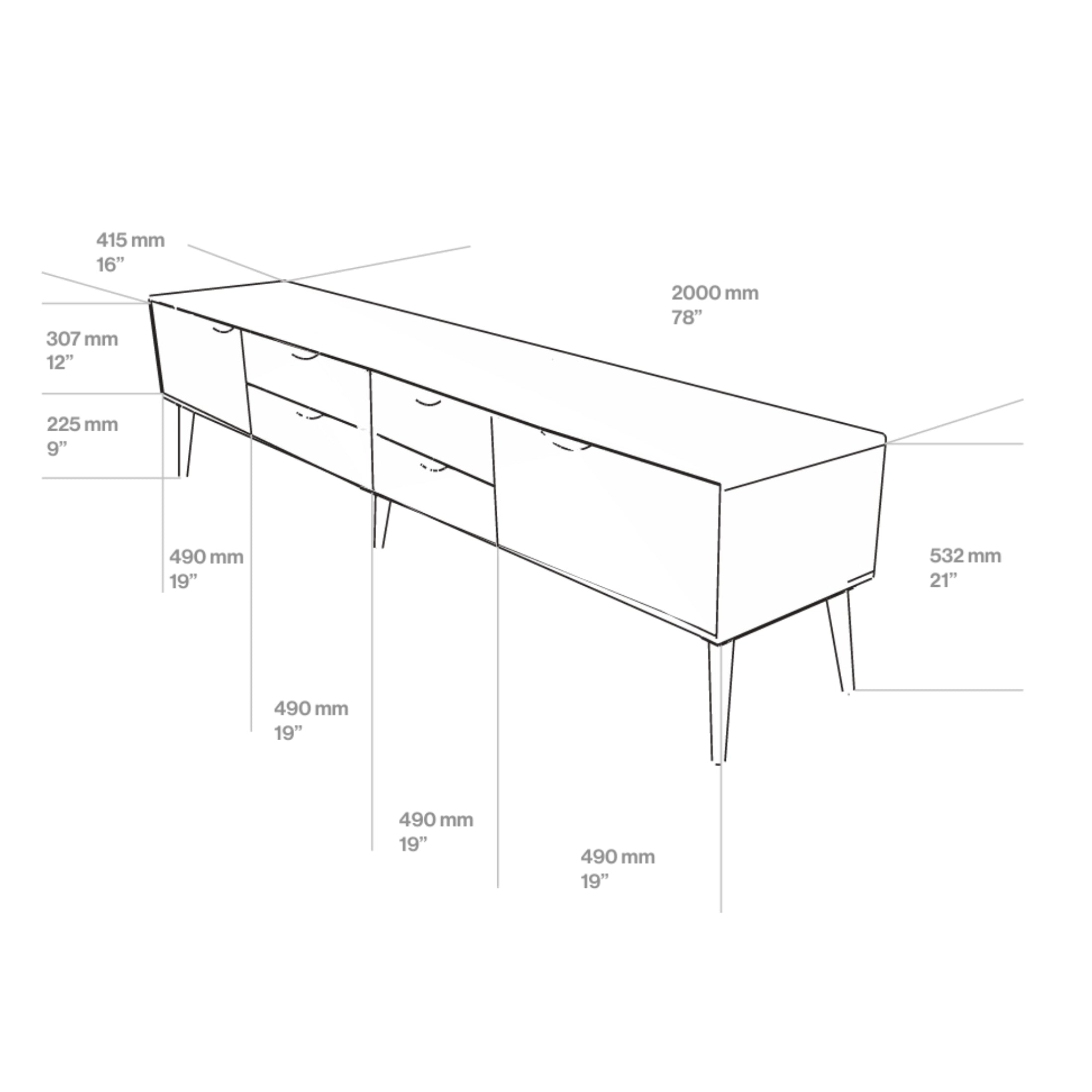 TV komoda Primo Bassa 160x41,5 cm, material: polno les oreh