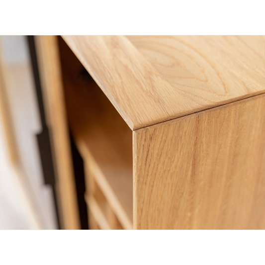 Komoda Modern Loft 101x45 cm s steklom, material: masivni hrast