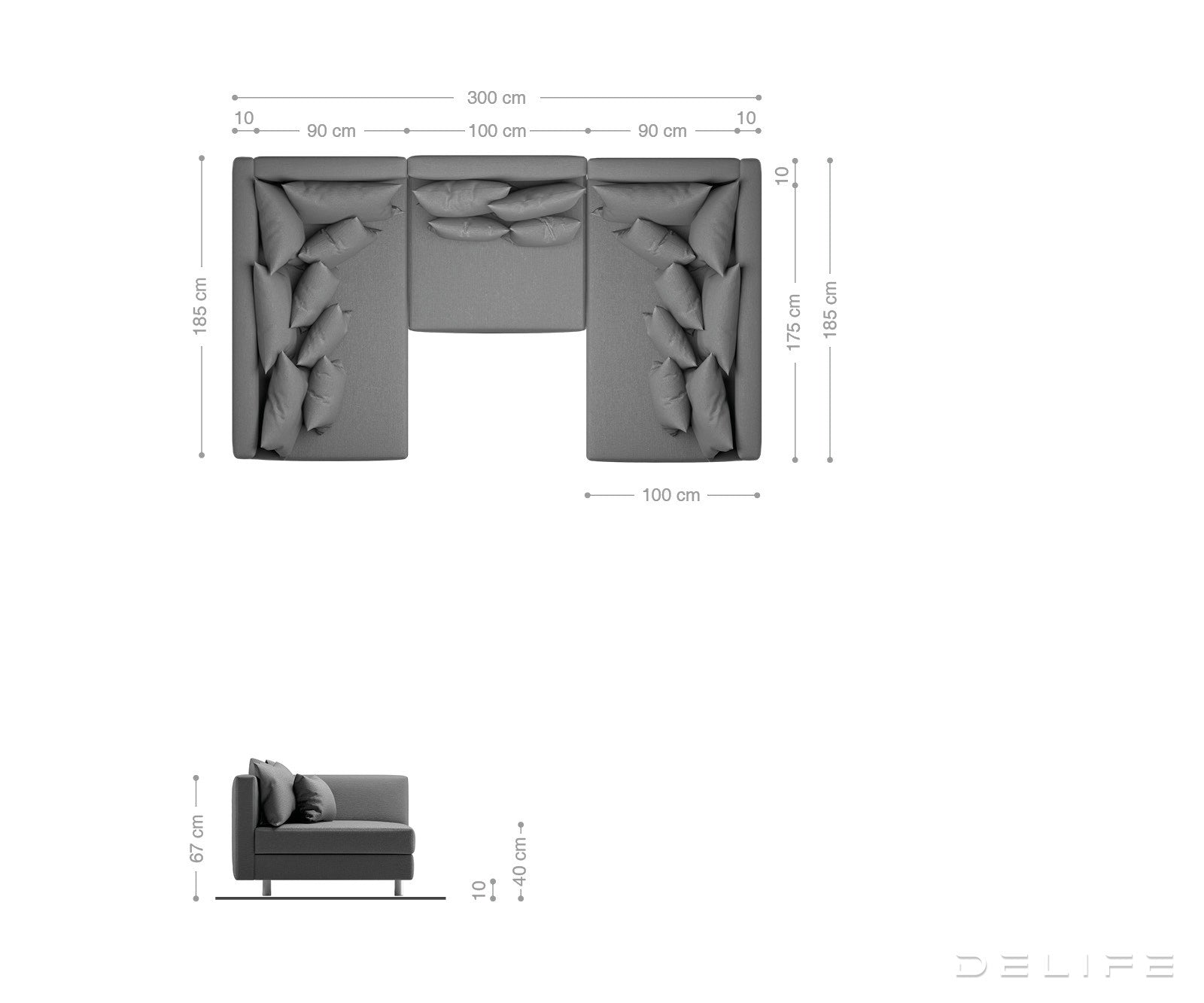 Kutna garnitura Clovis 300x185cm, Materijal: Strukturirana tkanina/Umjetna koža