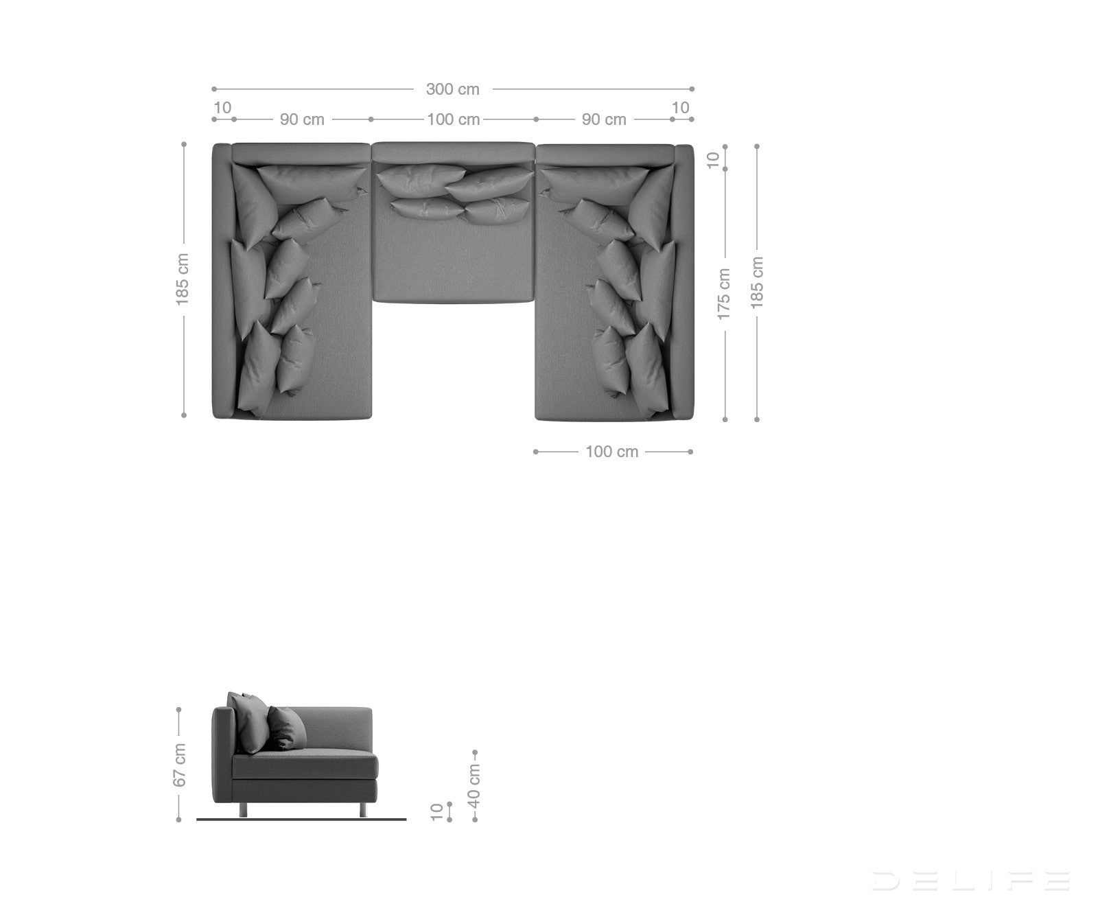 Kotna sedežna garnitura Clovis 300x200cm, Material: Mikrovelur