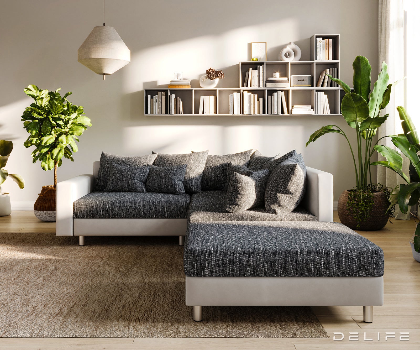 Kutna garnitura Clovis 215x185cm, Materijal: Strukturirana tkanina/Umjetna koža