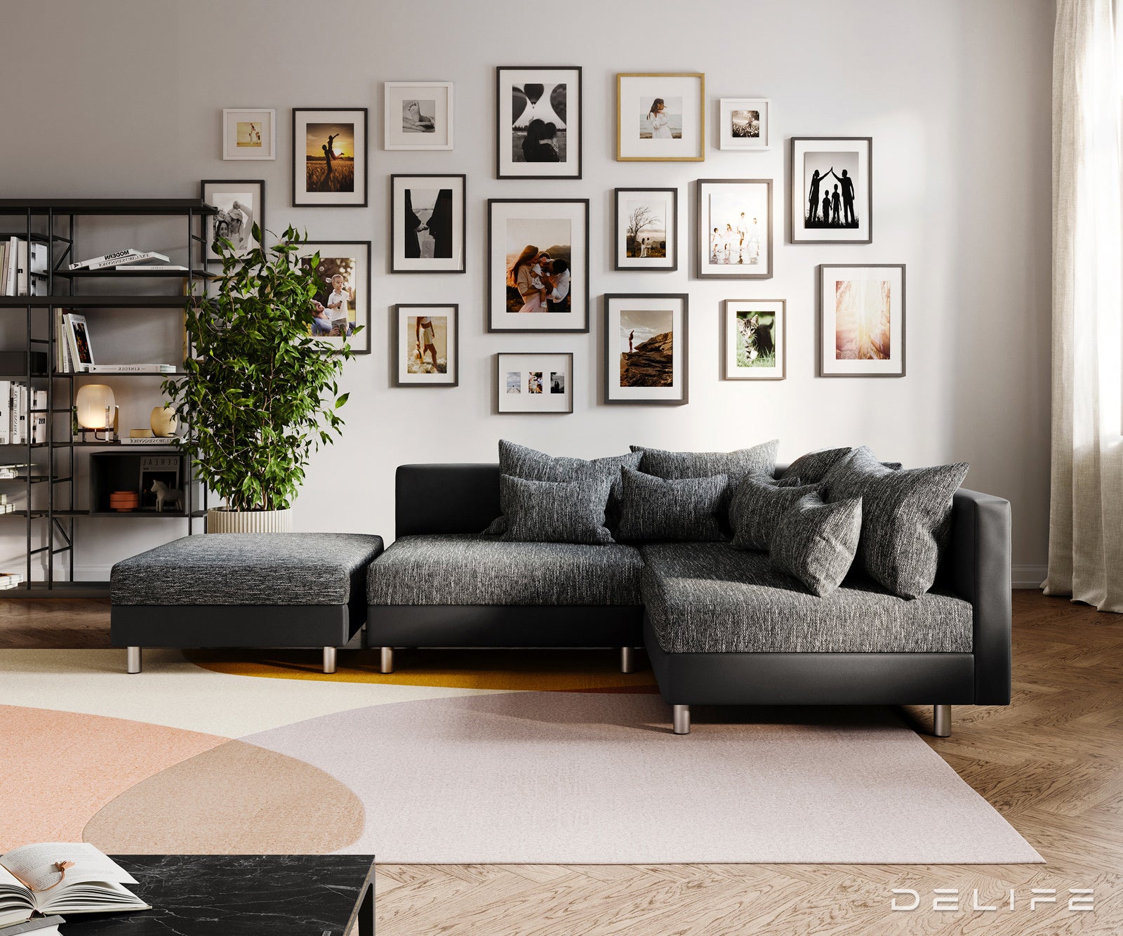 Kutna garnitura Clovis 200x185cm, Materijal: Strukturirana tkanina/Umjetna koža