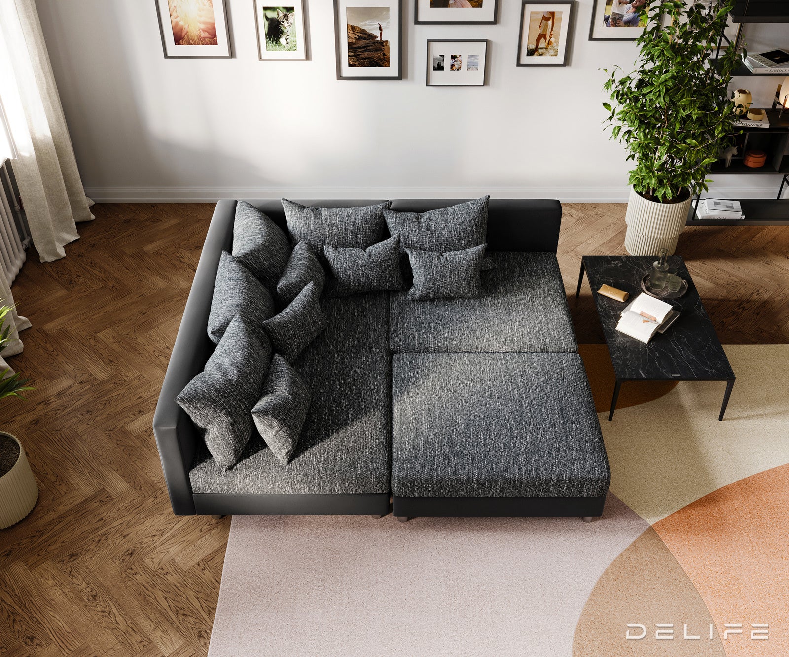 Kutna garnitura Clovis 200x185cm, Materijal: Strukturirana tkanina/Umjetna koža