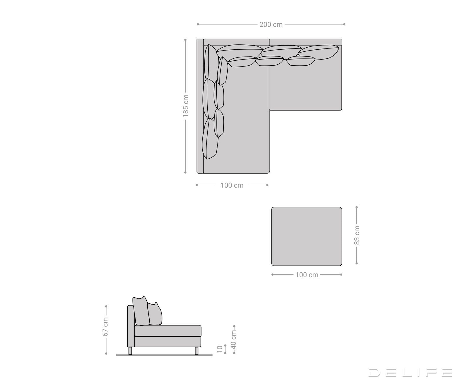 Kutna garnitura Clovis 200x185cm, Materijal: Mikrovelur