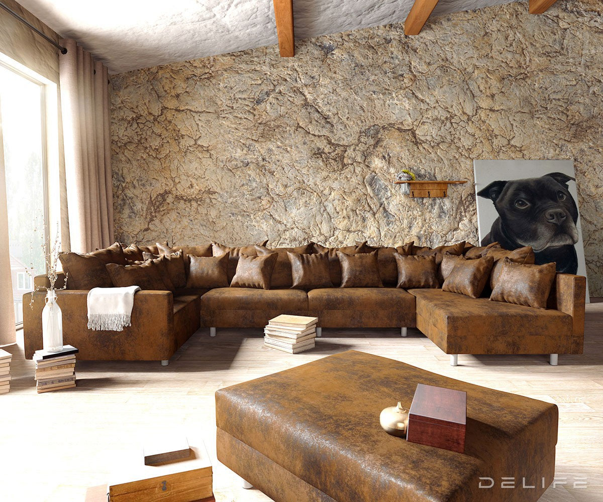 Kotna sedežna garnitura Clovis XL 400x185cm, Material: Mikrovelur