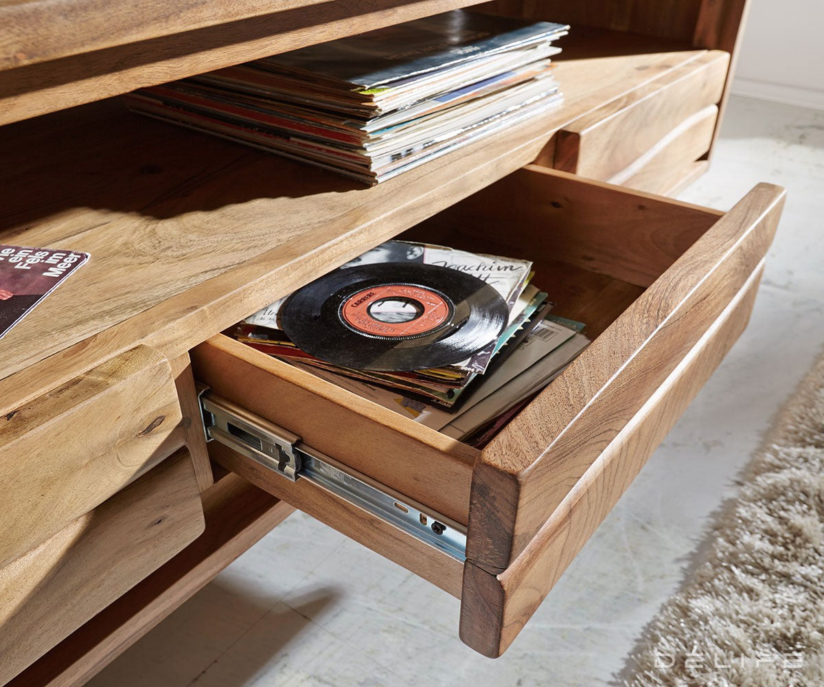 Predalnik Live Edge, 3 predali, 1 prekat, Material: akacija