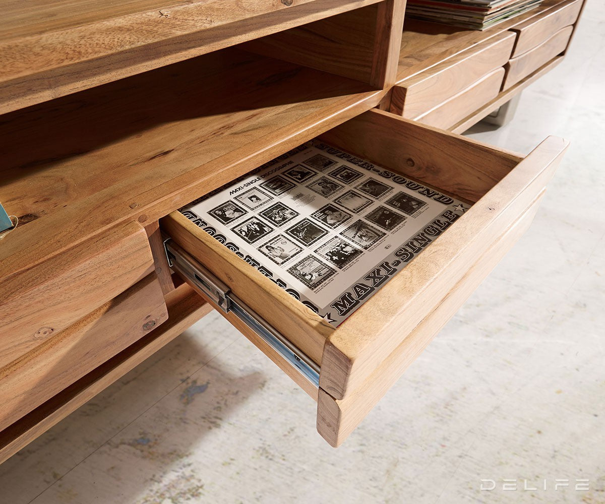 Predalnik Live Edge, 3 predali, 1 prekat, Material: akacija