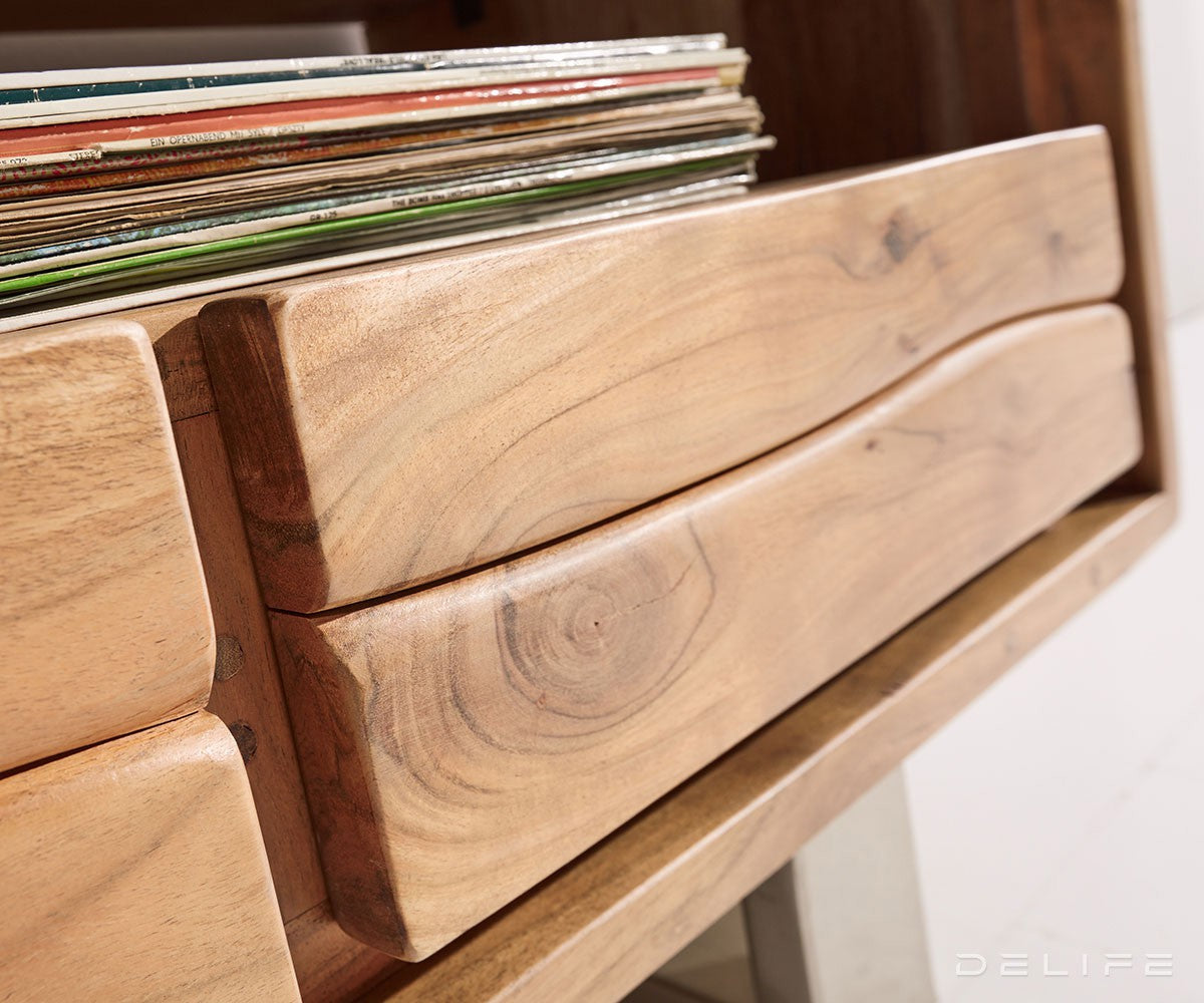 Predalnik Live Edge, 3 predali, 1 prekat, Material: akacija