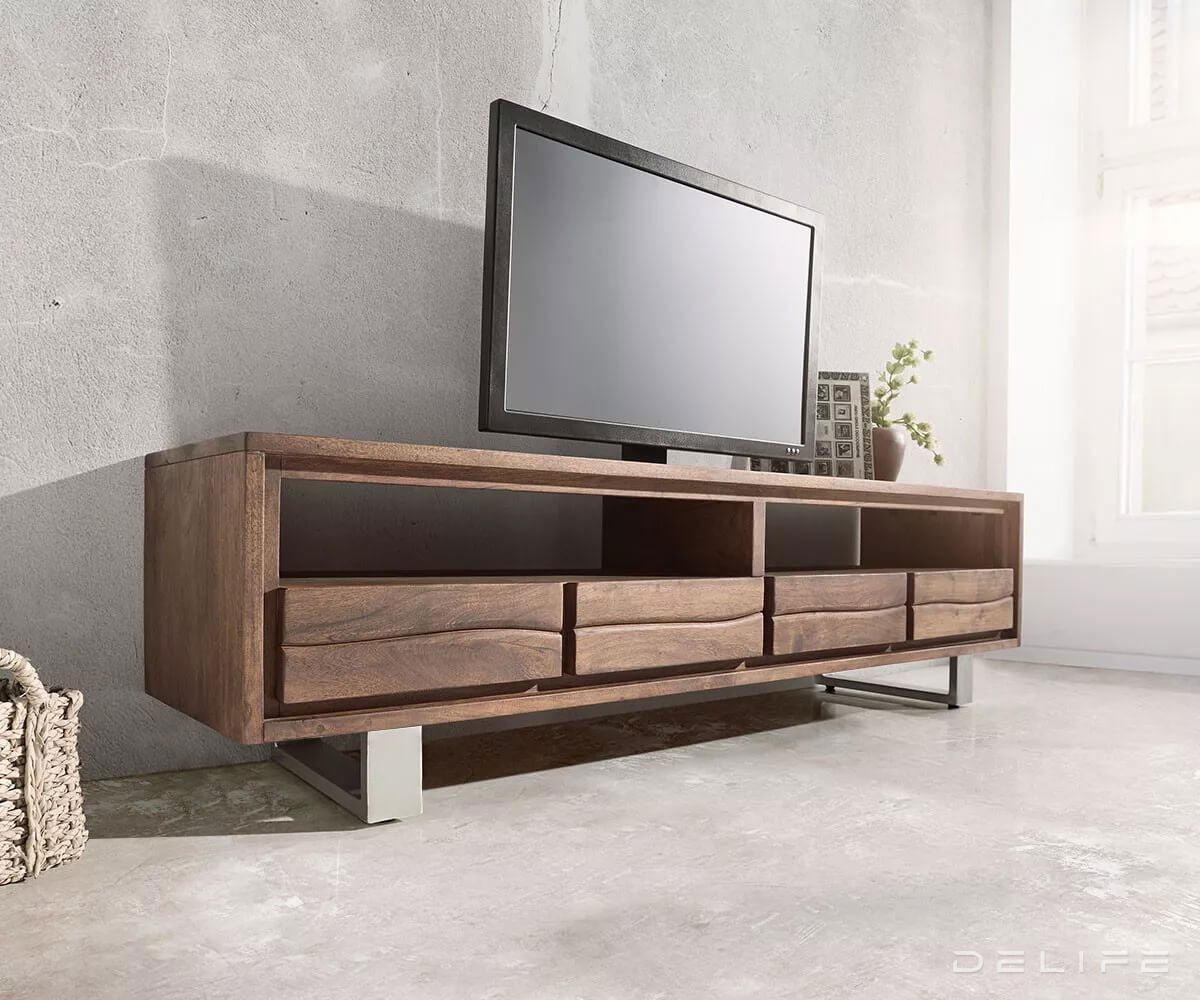 Predalnik Live Edge, 3 predali, 1 prekat, Material: akacija