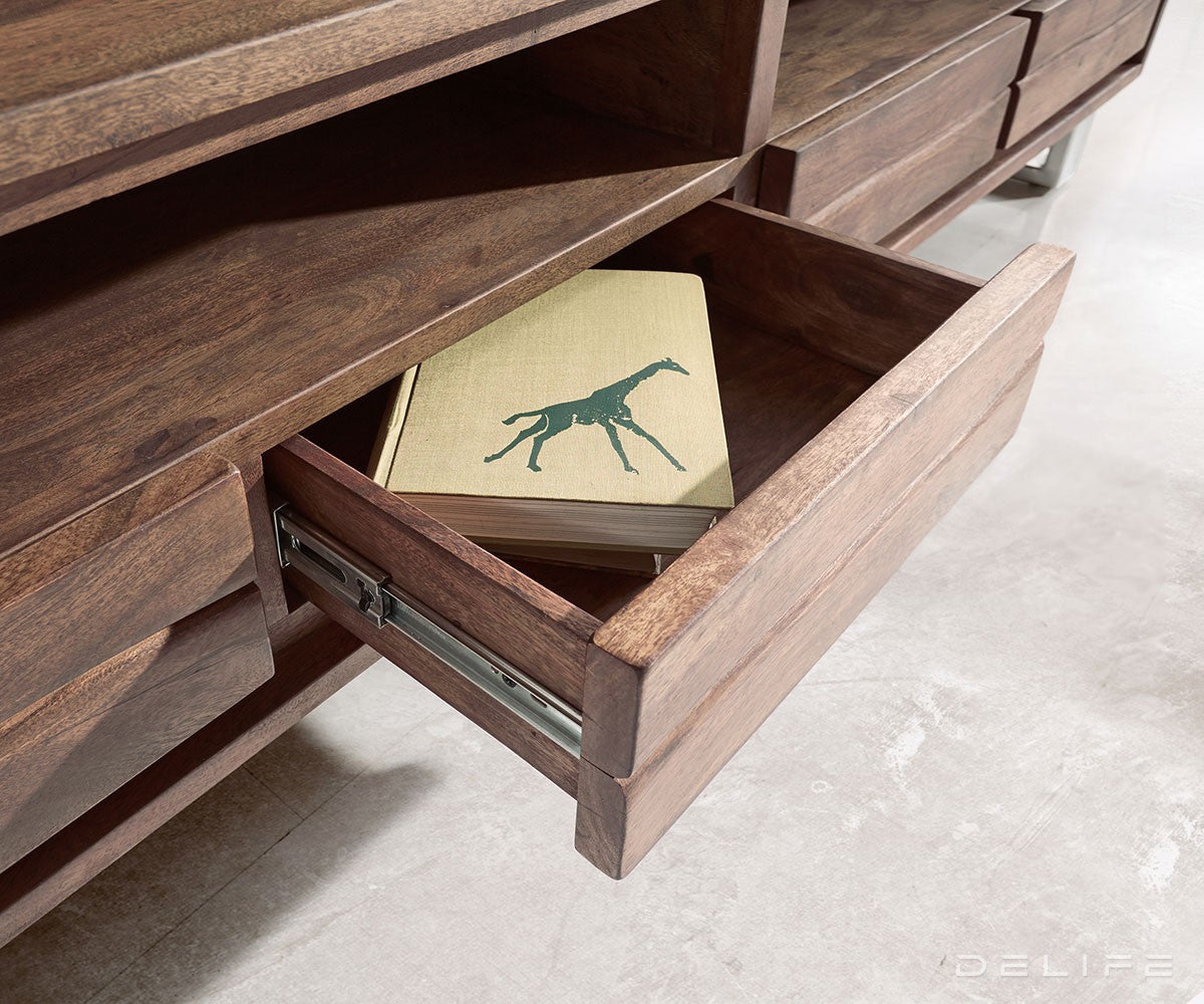 Predalnik Live Edge, 3 predali, 1 prekat, Material: akacija