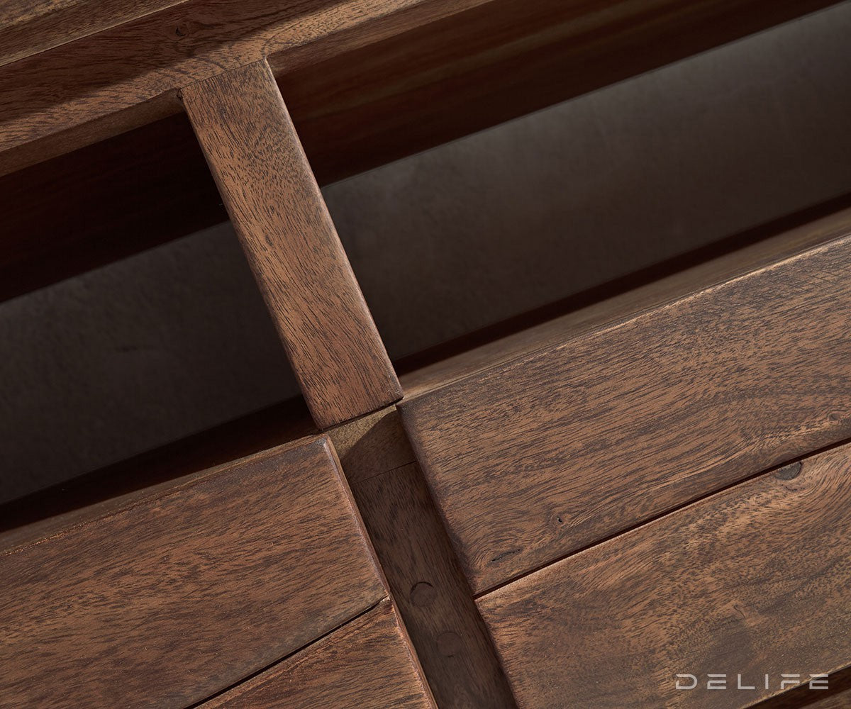 Predalnik Live Edge, 3 predali, 1 prekat, Material: akacija