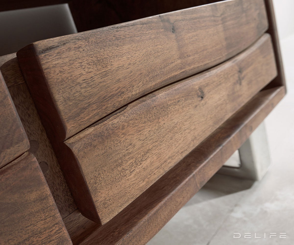 Predalnik Live Edge, 3 predali, 1 prekat, Material: akacija