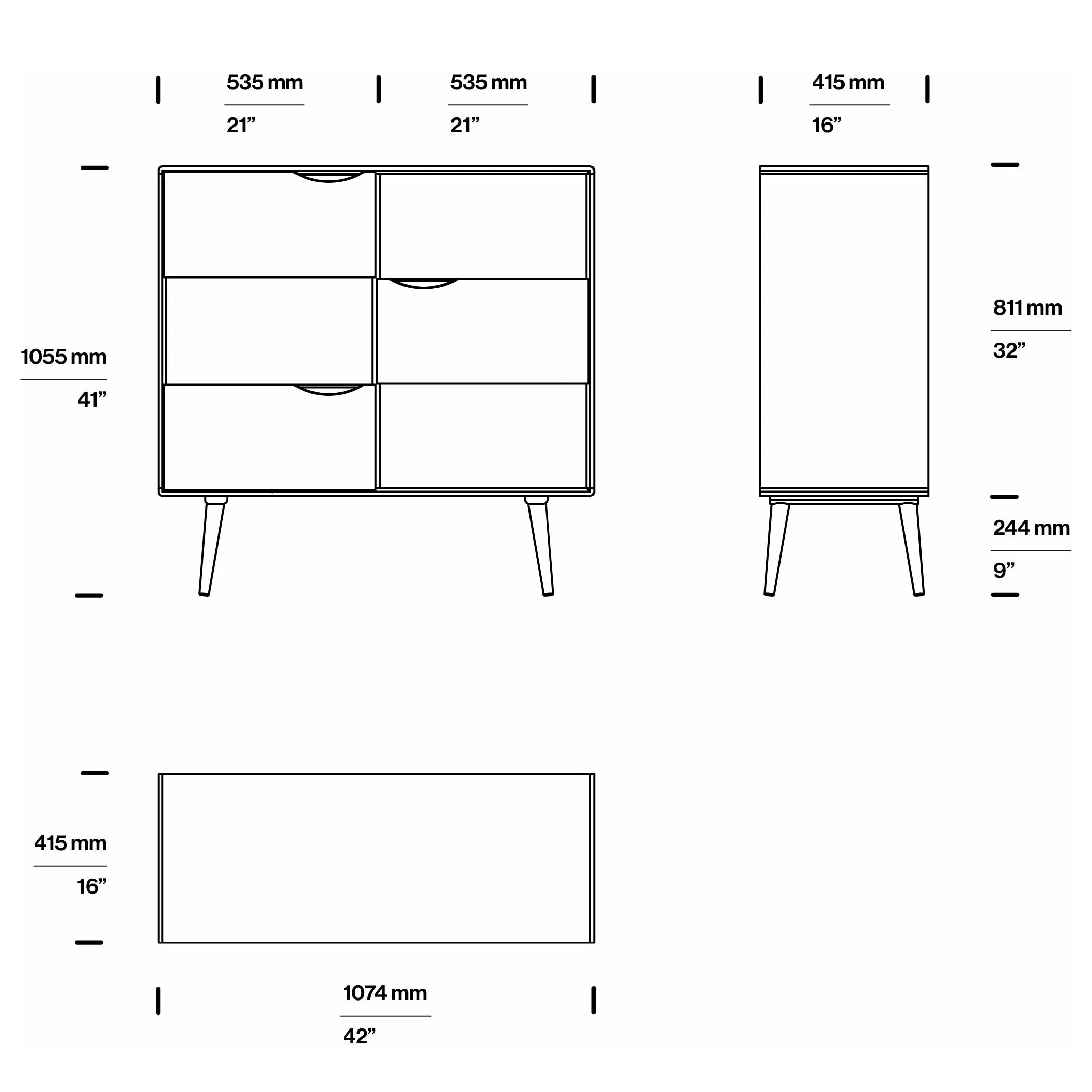 Komoda Primo Alta 107,4x81,1 cm, Material: Masiven hrast