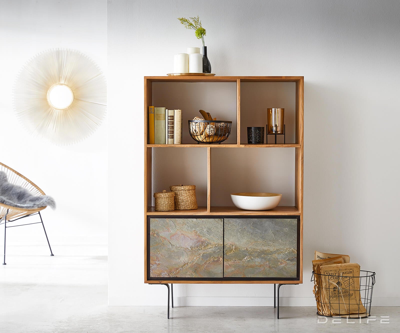 Visoka komoda Juwelo 88x135cm, Material: Akacija