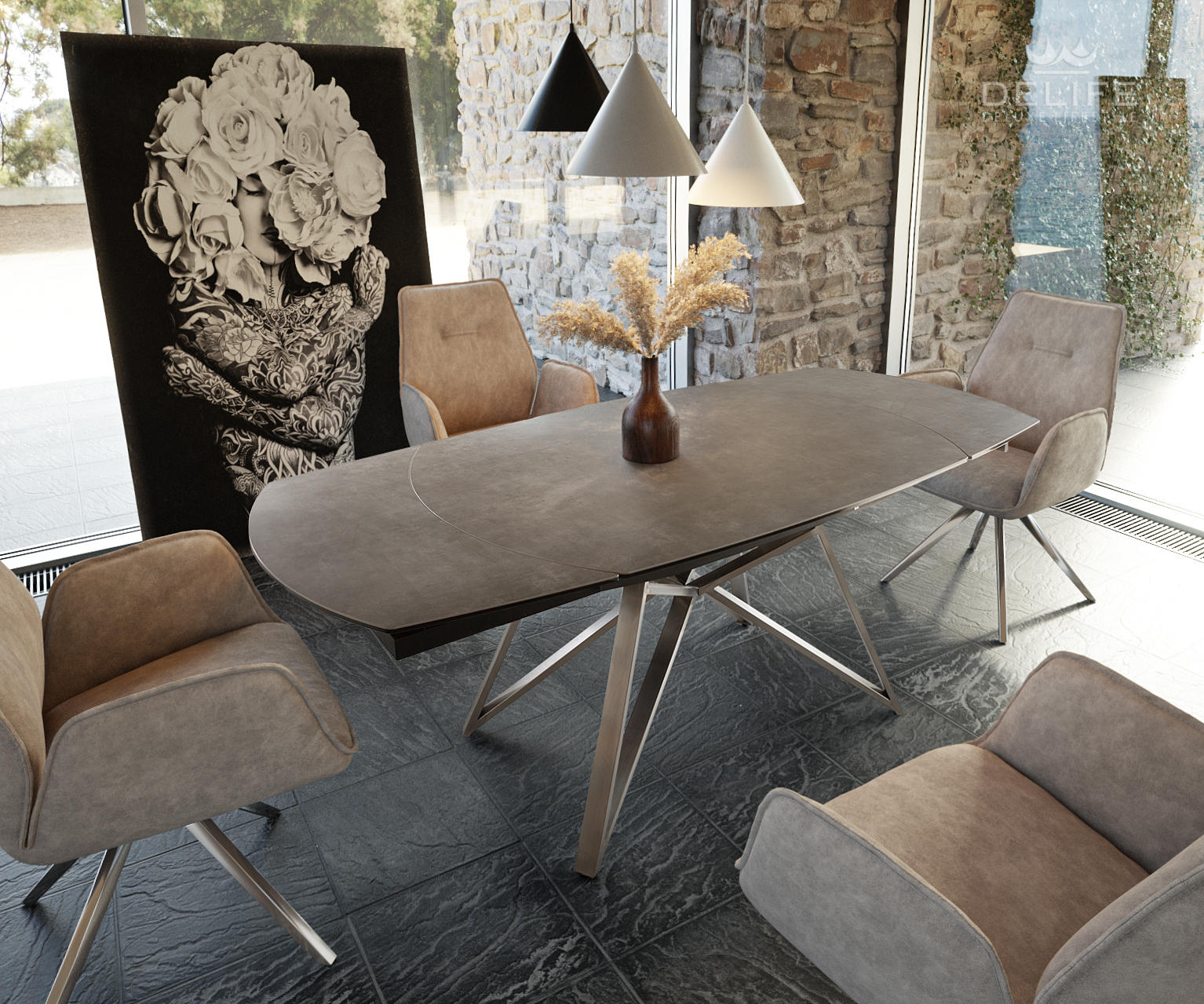 Raztegljiva miza Carlow 130/200x90cm, Material: Keramika