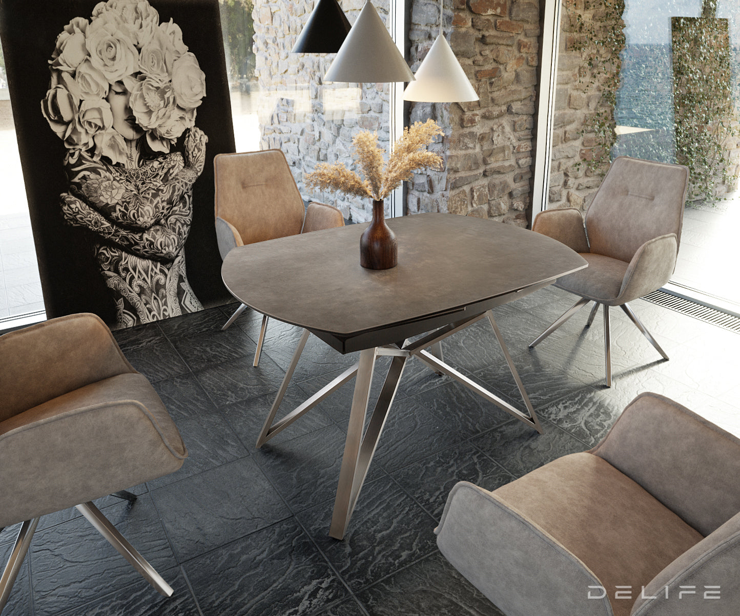 Raztegljiva miza Carlow 130/200x90cm, Material: Keramika