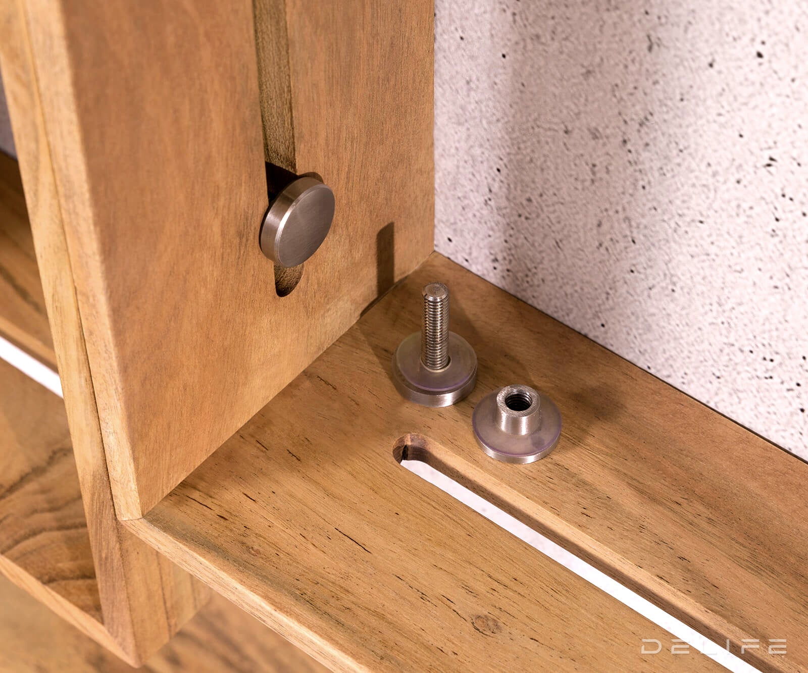 Komplet 3 stenskih polic Wyatt 70x55cm, Material: Akacija