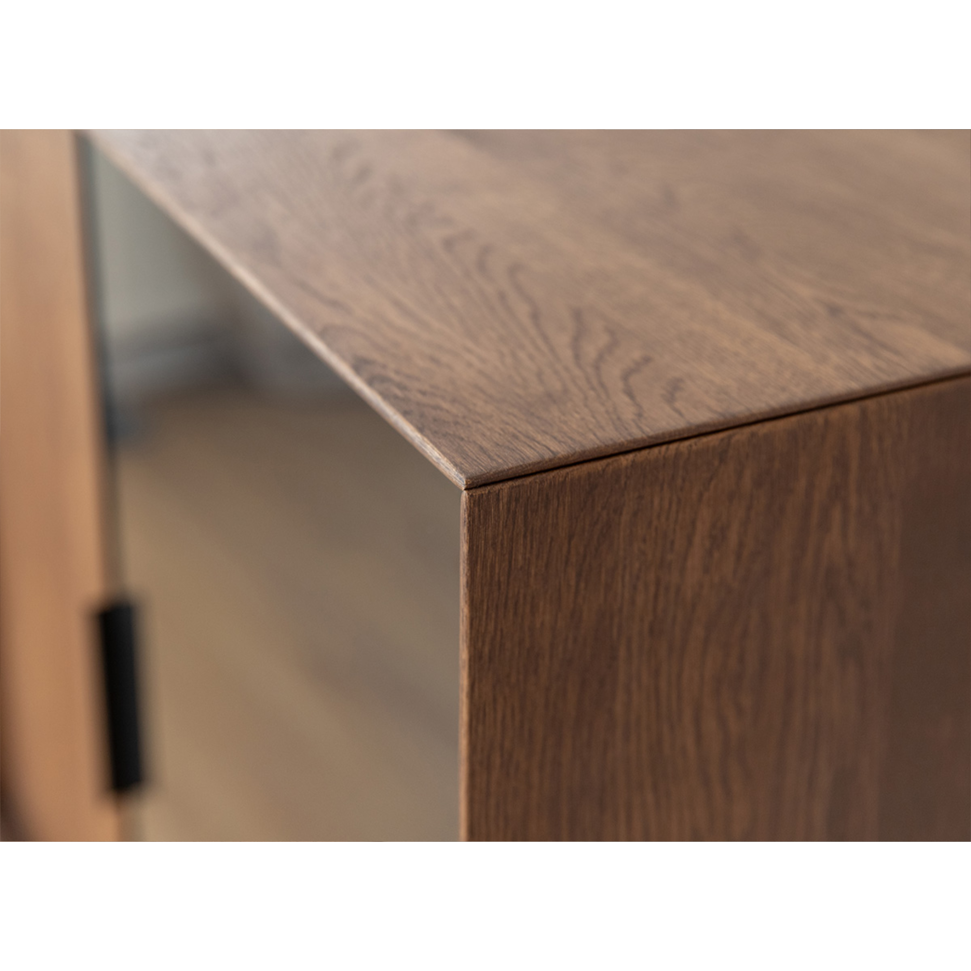 Komoda Modern Loft 101x45 cm s steklom, material: masivni hrast