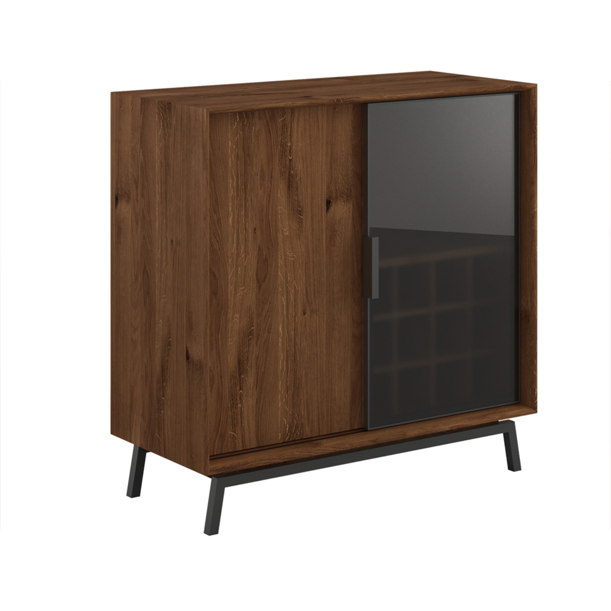 Komoda Modern Loft 101x45 cm s steklom, material: masivni hrast