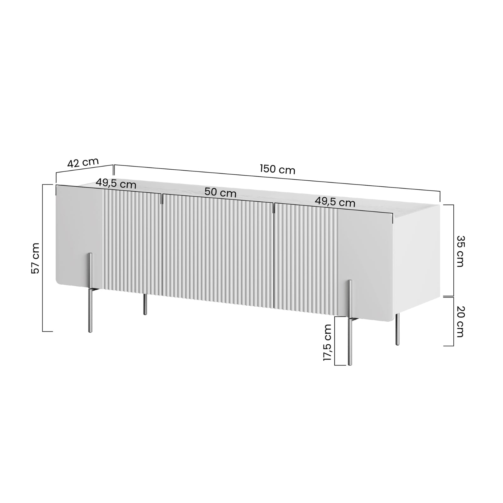 TV komoda Malmi 150cm, 2 vrata in 1 predal, material: MDF