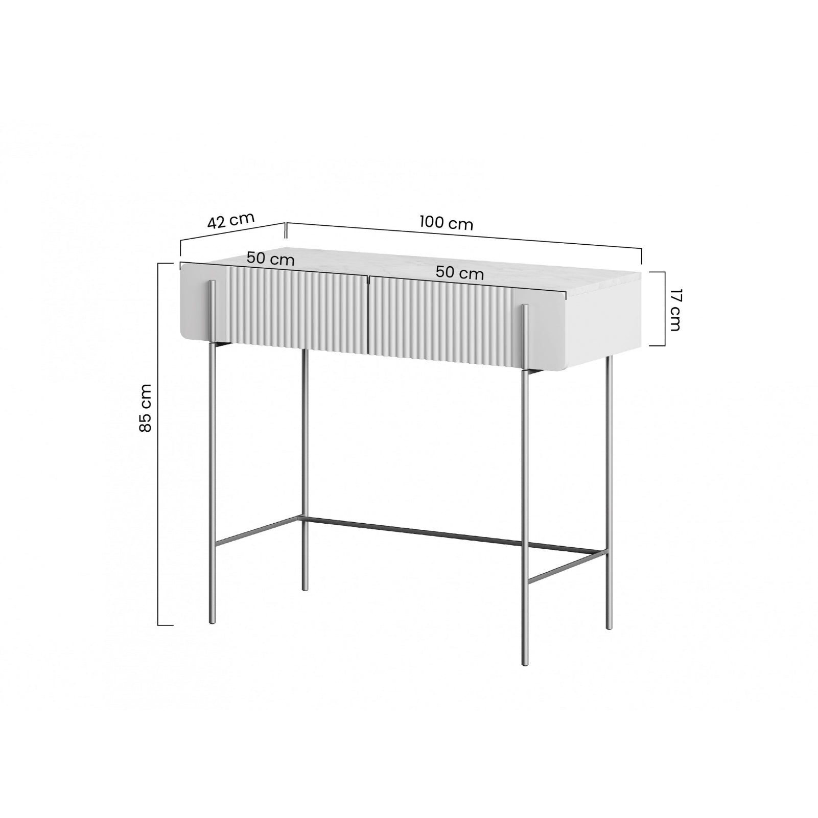 Pomožni mizica Malmi 100cm, 2 predala, material: MDF