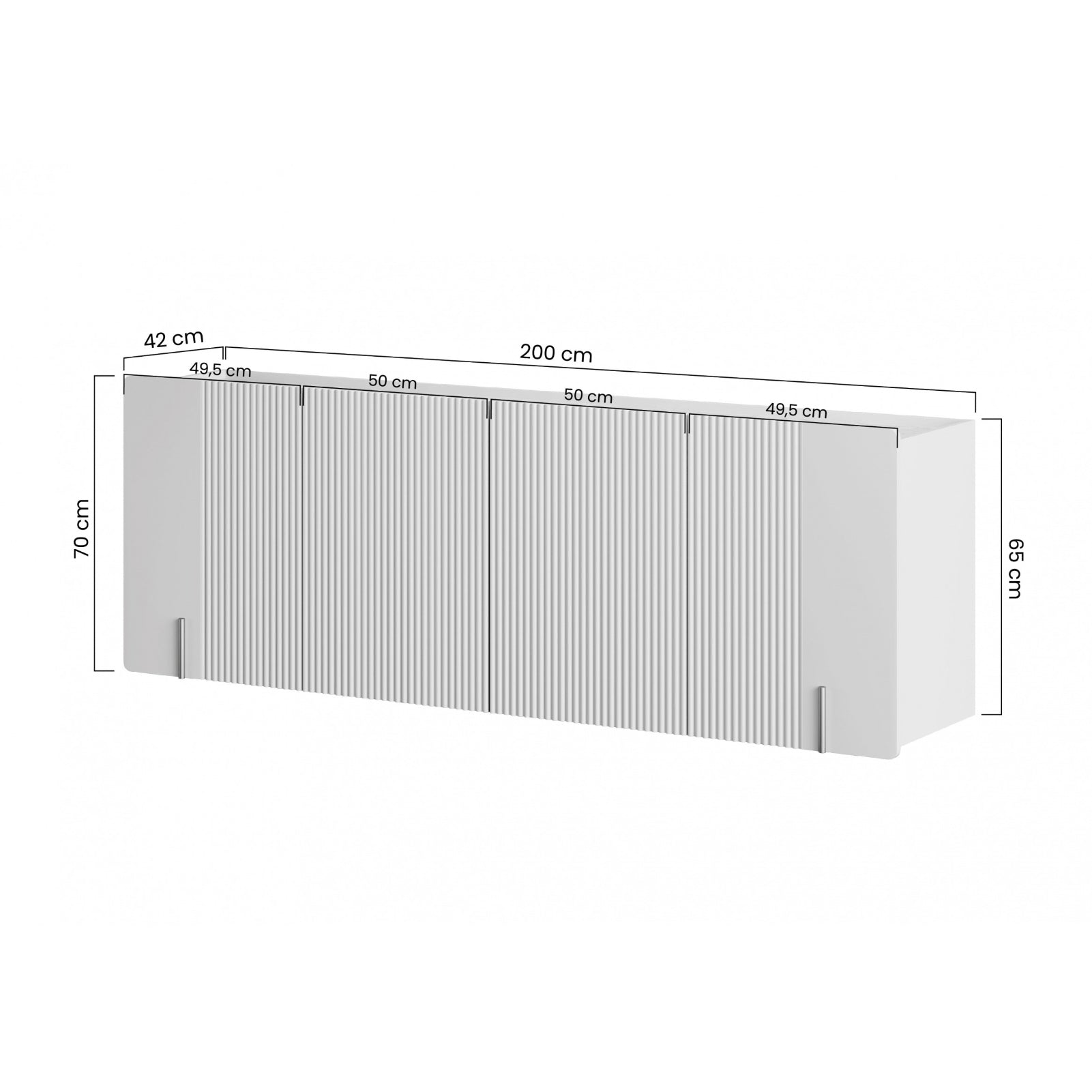 Komoda Malmi 200 cm, 4 vrata in 4 police, material: MDF