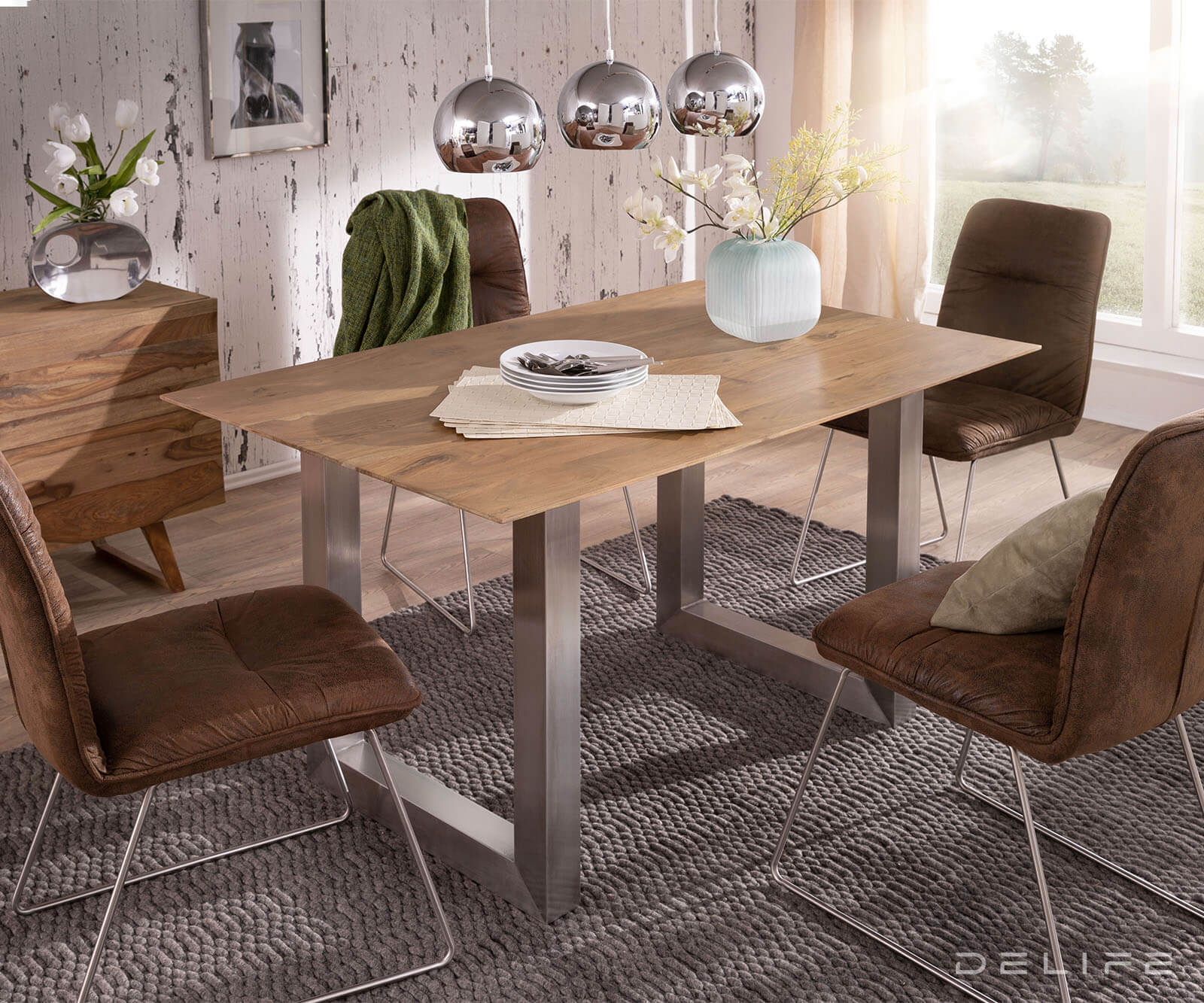 Jedilna miza Edge 2, Material: Akacija