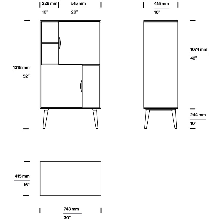 Komoda Mua 74,3x131,8 cm, material: polno les oreh