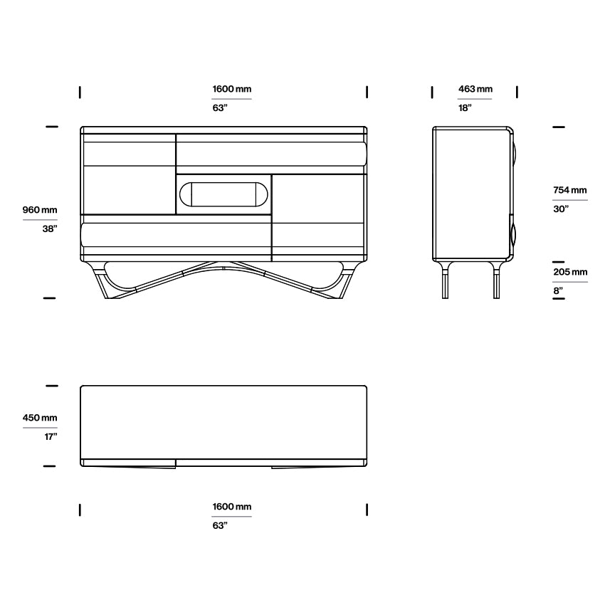 Komoda Antoni Alto 160x96cm, Material: Masiven hrast