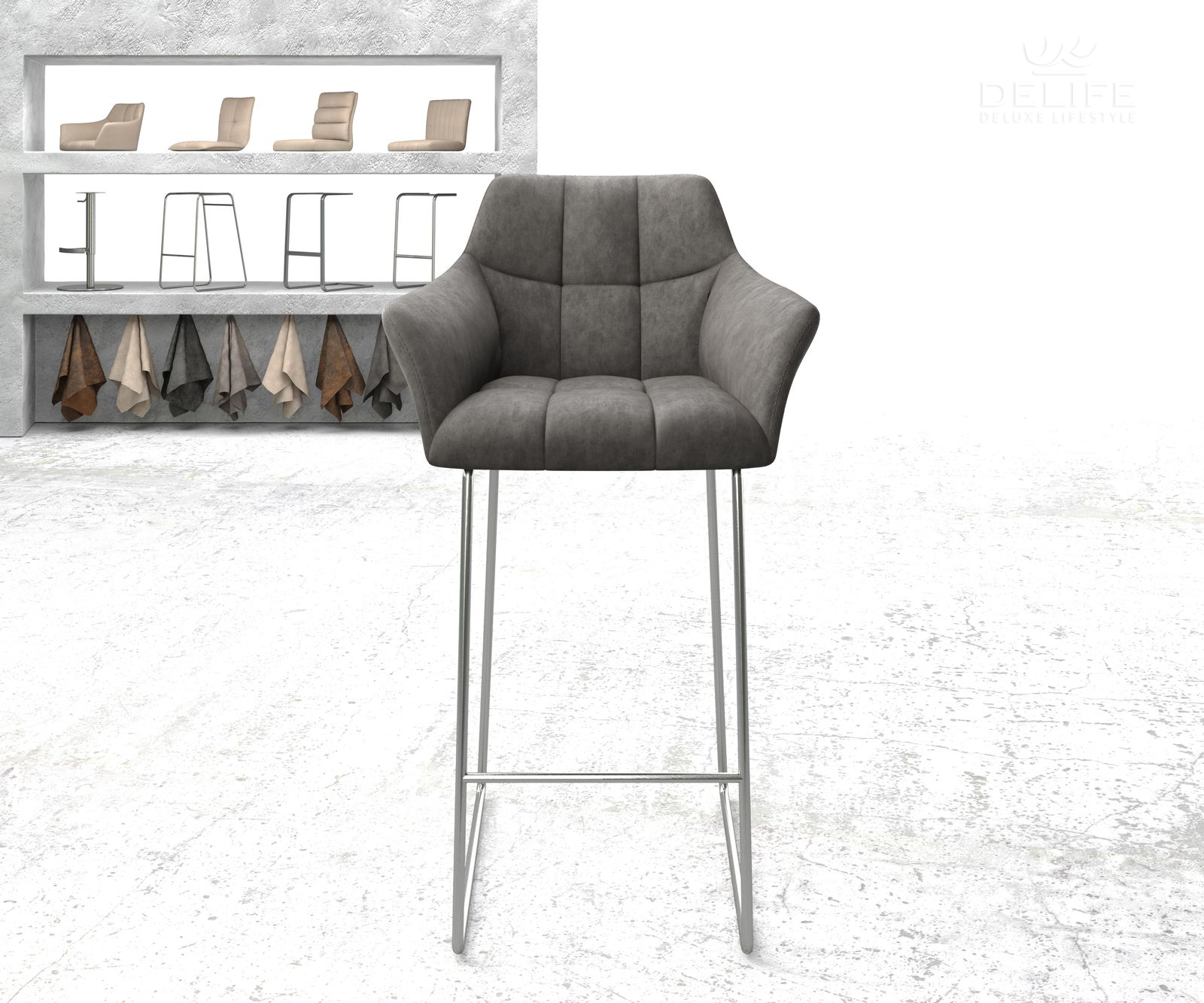 Barski stol Yulo, Material: Mikrofibra