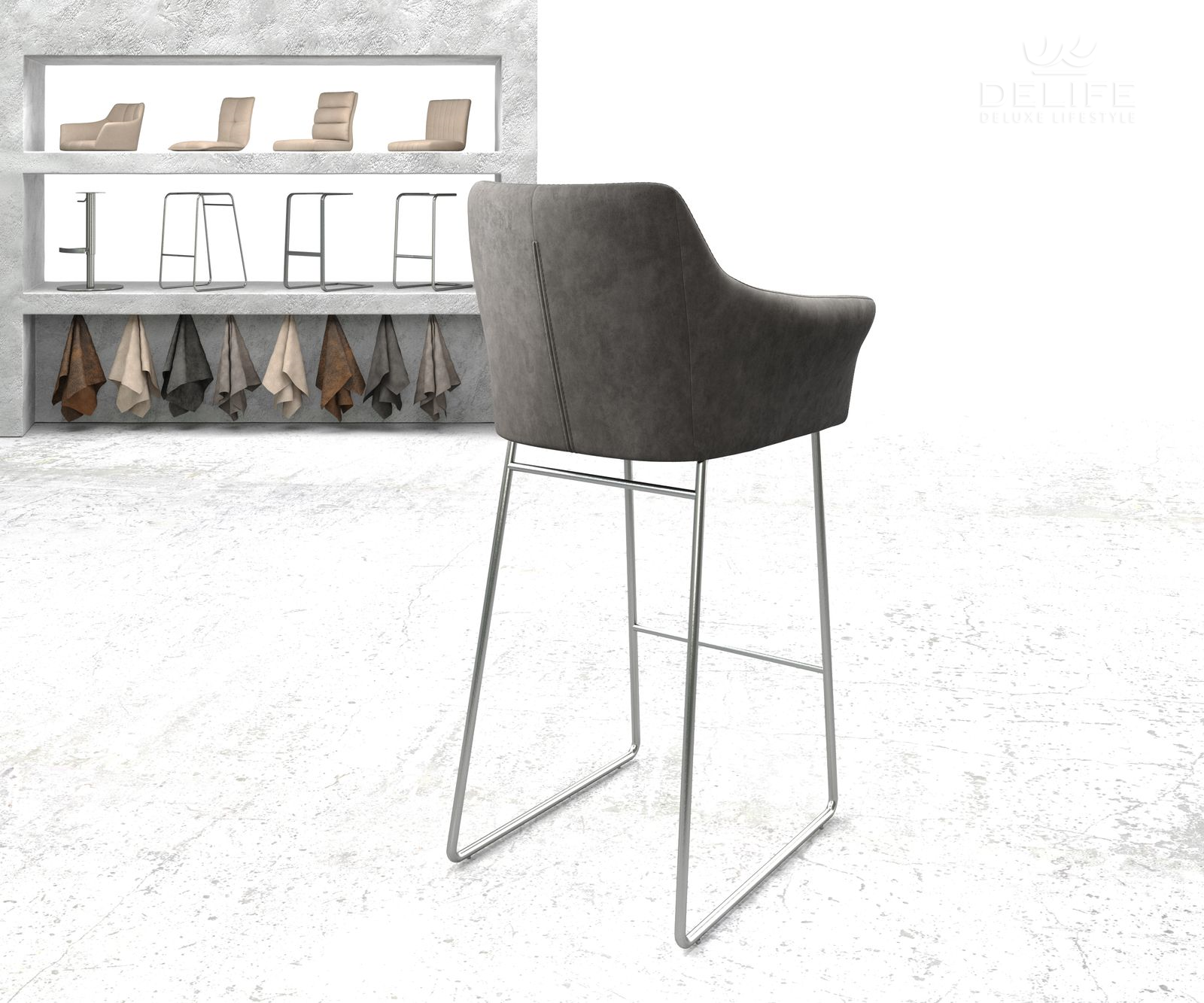 Barski stol Yulo, Material: Mikrofibra