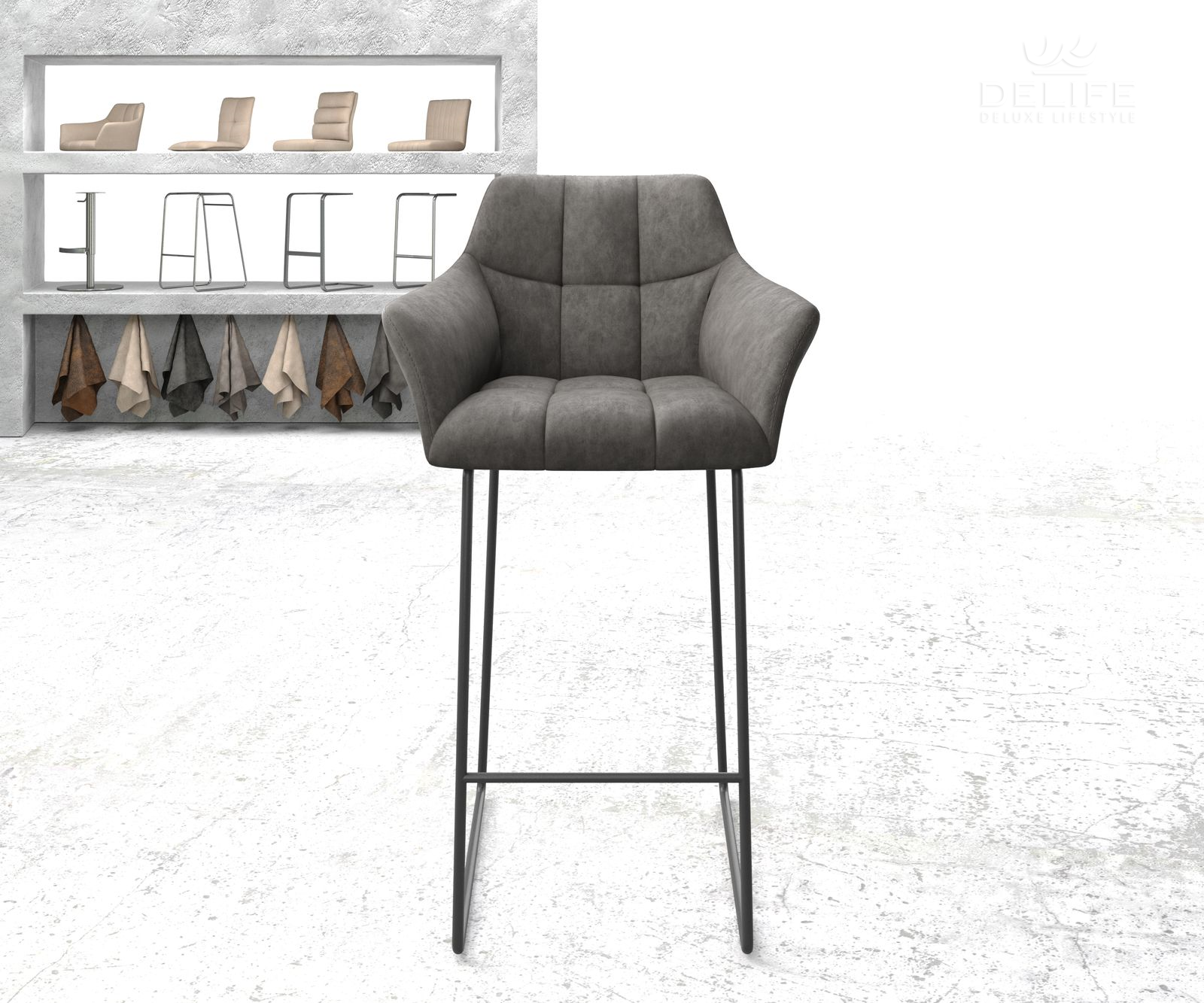 Barski stol Yulo, Material: Mikrofibra